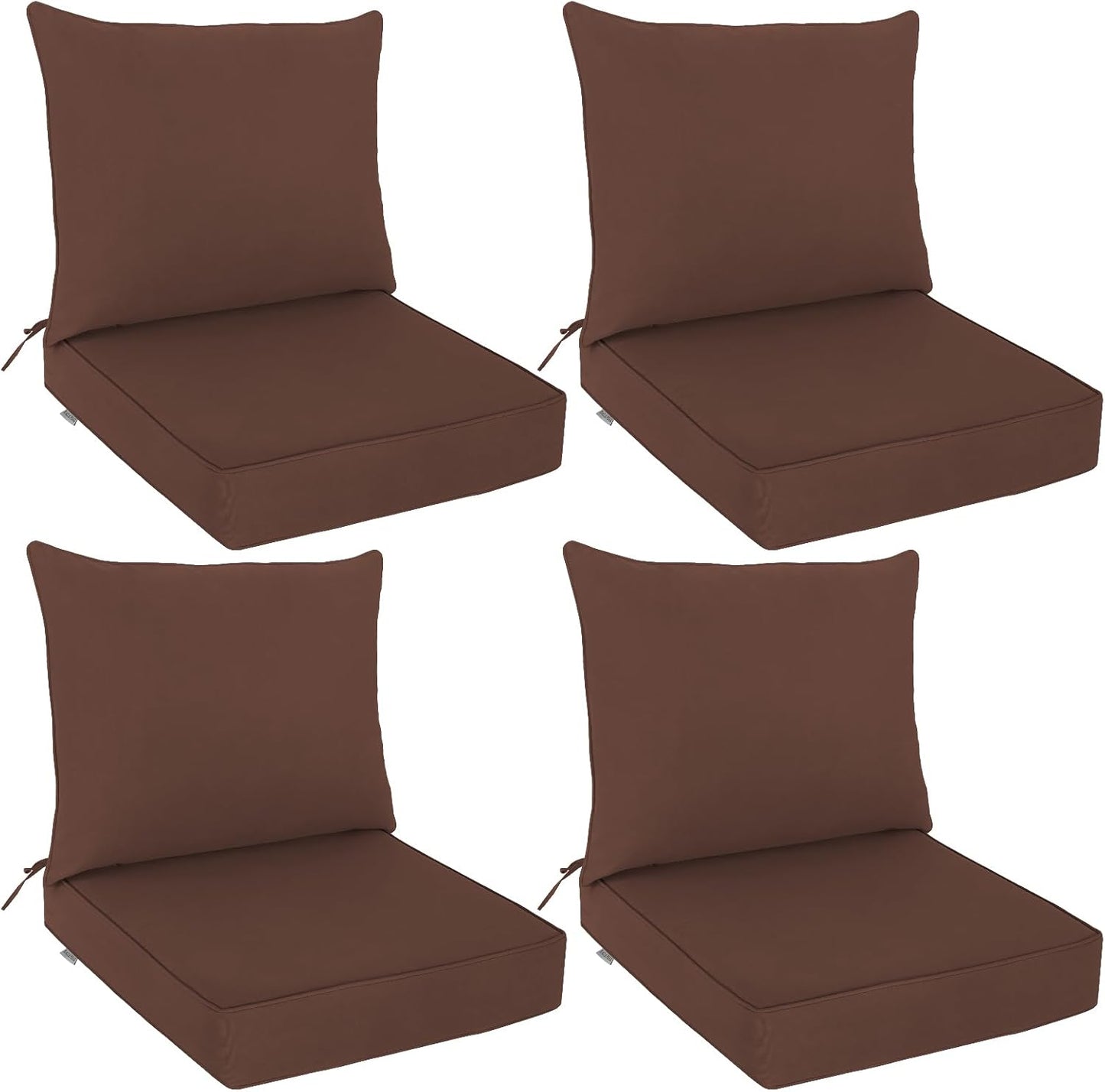 EAGLE PEAK Outdoor Deep Seat Patio Seat Cushion Set, 25 x 25 x 5 inch, 2-Piece Back Chair Cushion, Set of 4, Gray