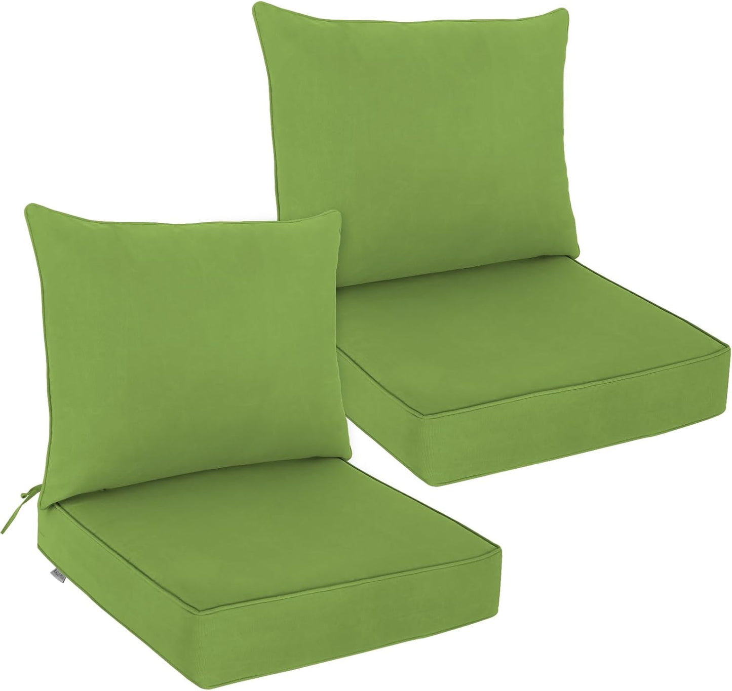 EAGLE PEAK Outdoor Deep Seat Patio Seat Cushion Set, 25 x 25 x 5 inch, 2-Piece Back Chair Cushion, Set of 4, Gray