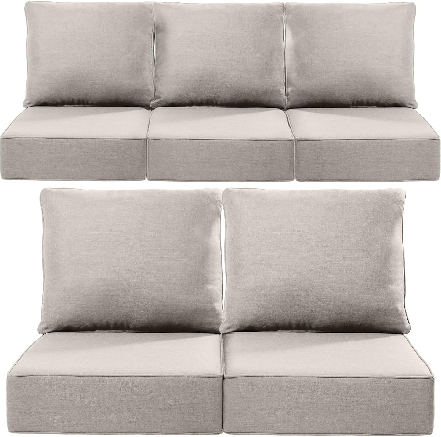 Luxury 24x24x6 Outdoor Chair Cushions Set of 4 - Heavy Duty Water-Resistant Comfortable Cushion for Patio Furniture Set Dining Gliding Rocking Chairs Loveseat L-Shape Sofa - Beige