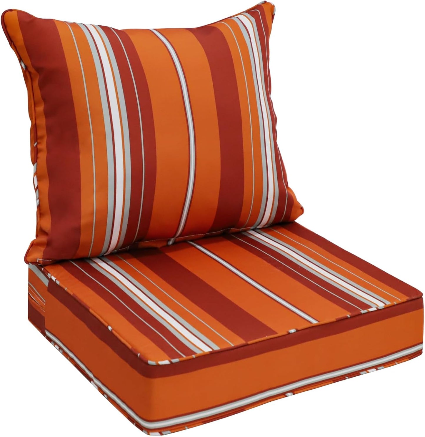 EAGLE PEAK Outdoor Deep Seat Patio Seat Cushion Set, 25 x 25 x 5 inch, 2-Piece Back Chair Cushion, Set of 4, Gray