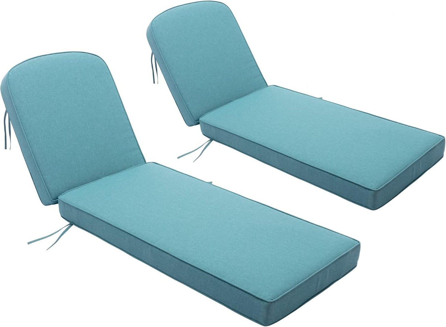 KINWELL 2-Pack Extra Thick 5-Inch Outdoor Chaise Lounge Cushions, 100% Polyester Waterproof Thick Lounger Pad, UV & Fade-Resistant Patio Furniture Seat Back Pad, 23'' W x 75''L x 5”H, Beige