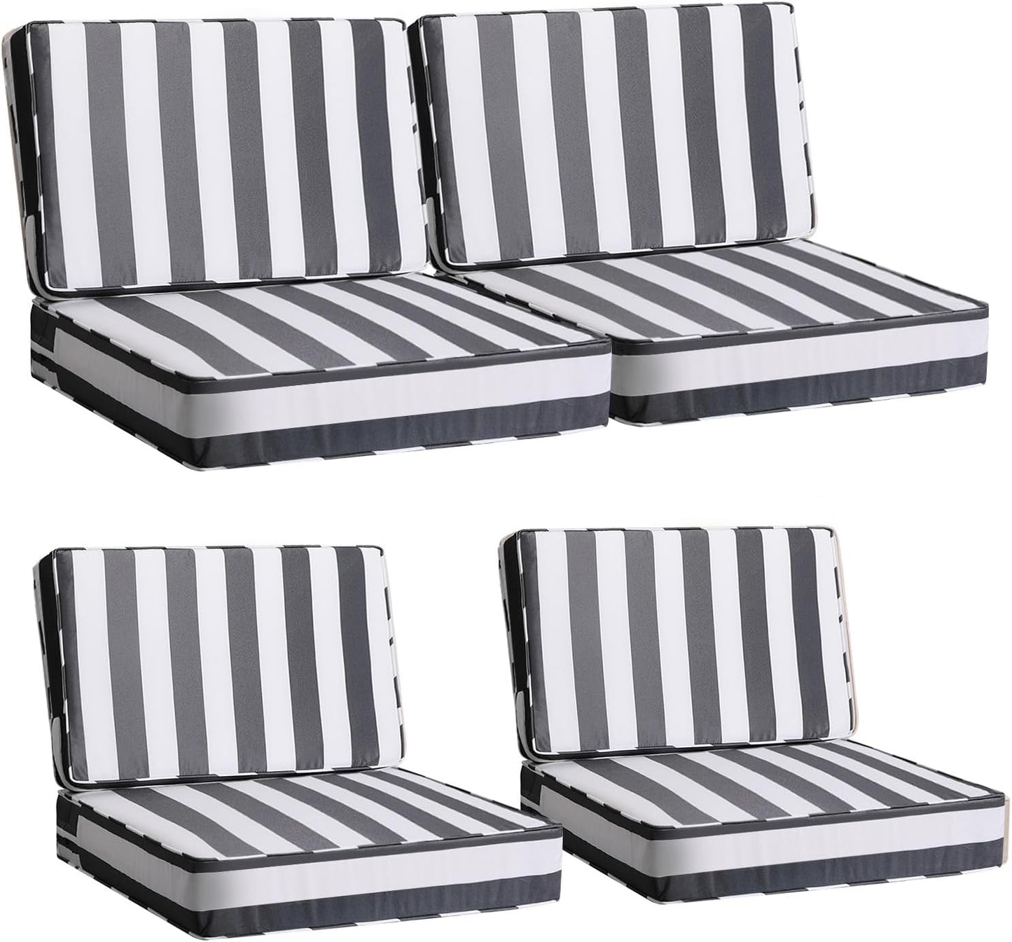 AAAAAcessories Outdoor Deep Seat Cushions, Foam Pillow, Waterproof, Fade-Resistant Patio Furniture Replacement Cushions, 24" x 24" x 5", Set of 4, Navy Blue