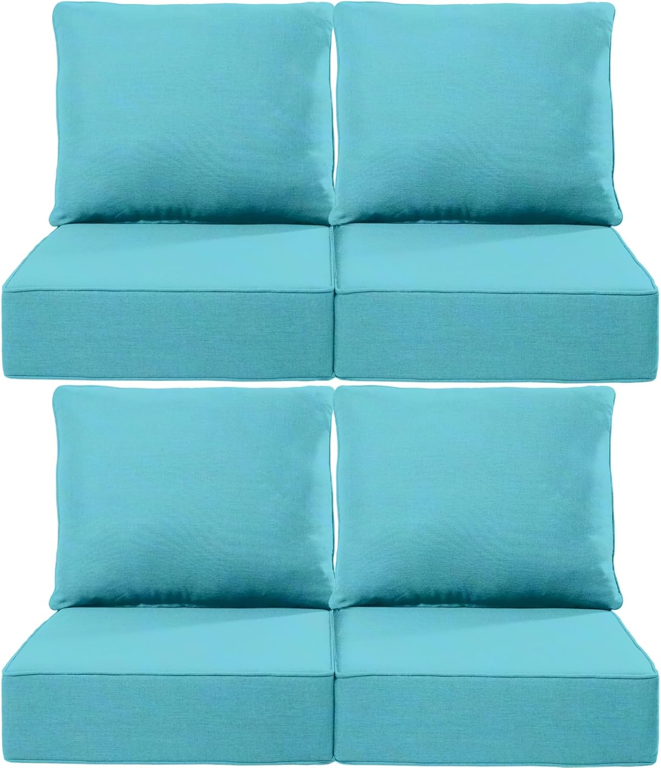 Luxury 24x24x6 Outdoor Chair Cushions Set of 4 - Heavy Duty Water-Resistant Comfortable Cushion for Patio Furniture Set Dining Gliding Rocking Chairs Loveseat L-Shape Sofa - Beige