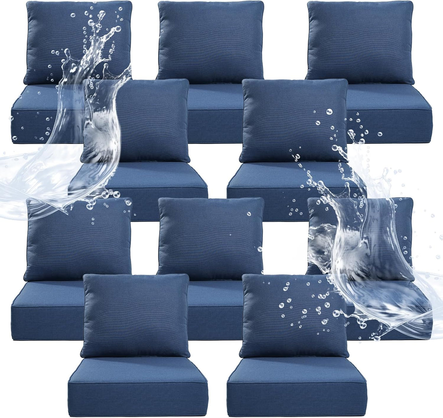 6" Thicker Outdoor Chair Cushion 3 Sets - 24" *24" *6" Waterproof Patio Furniture Cushions with Removable Cover, 28D High Density Sponge Filling Thicken Outdoor Patio Cushions - Beige