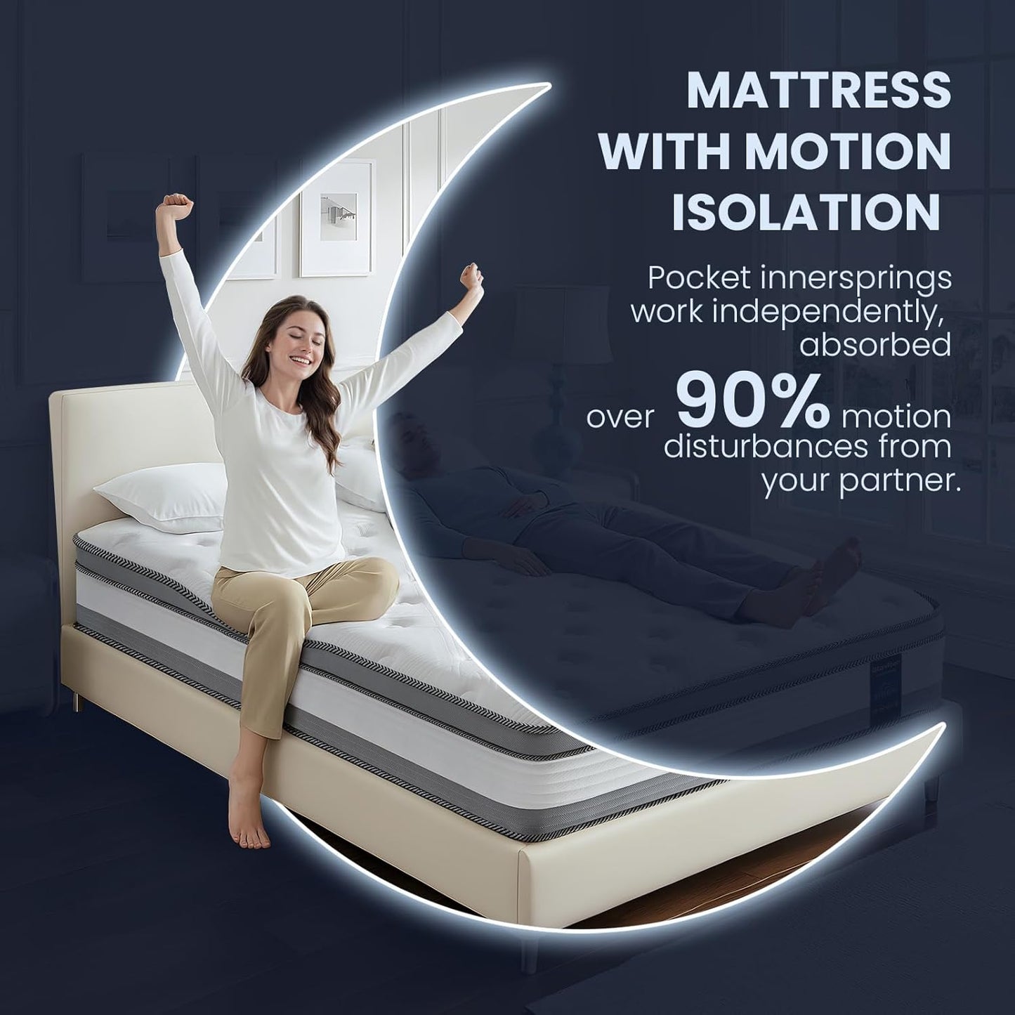 Full Size Double Mattress 12 inch - Deep Sleep Medium Firm Hybrid Mattresses with Memory Foam & Individually Pocket Springs, Fiberglass-Free Bed in a Box, Pressure Relief, Edge Support, CertiPUR-US