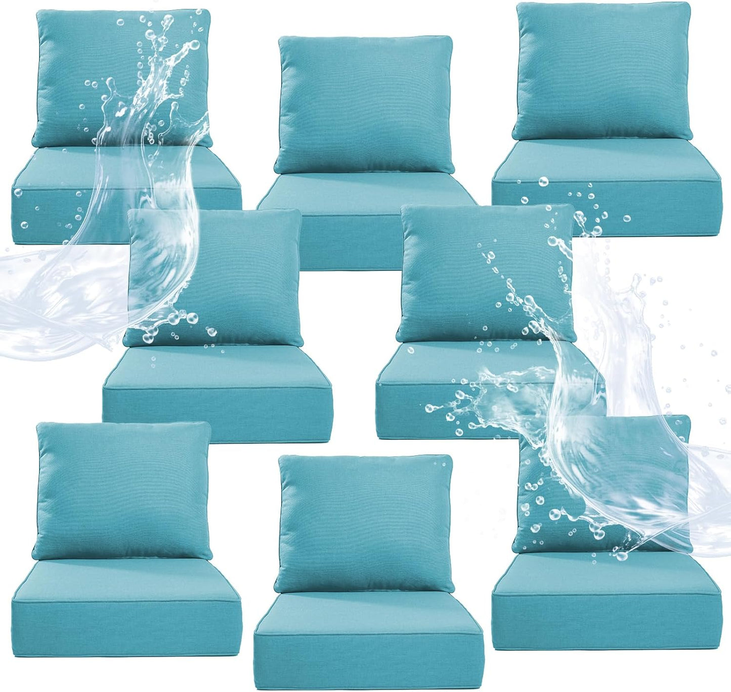 6" Thicker Outdoor Chair Cushion 3 Sets - 24" *24" *6" Waterproof Patio Furniture Cushions with Removable Cover, 28D High Density Sponge Filling Thicken Outdoor Patio Cushions - Beige