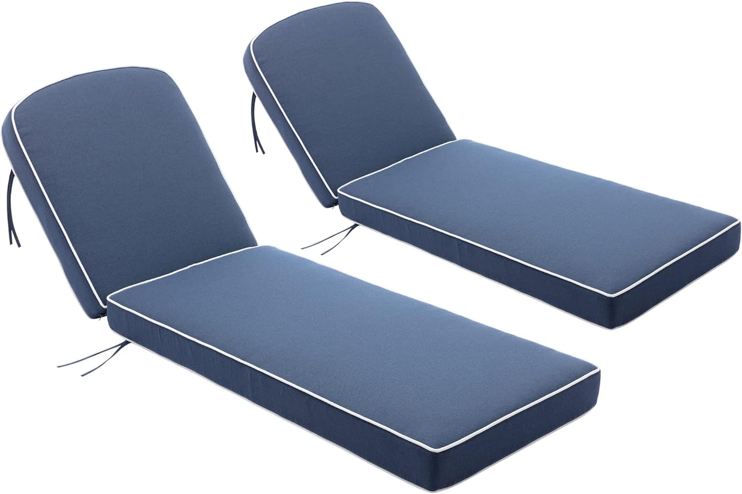 KINWELL 2-Pack Extra Thick 5-Inch Outdoor Chaise Lounge Cushions, 100% Polyester Waterproof Thick Lounger Pad, UV & Fade-Resistant Patio Furniture Seat Back Pad, 23'' W x 75''L x 5”H, Beige