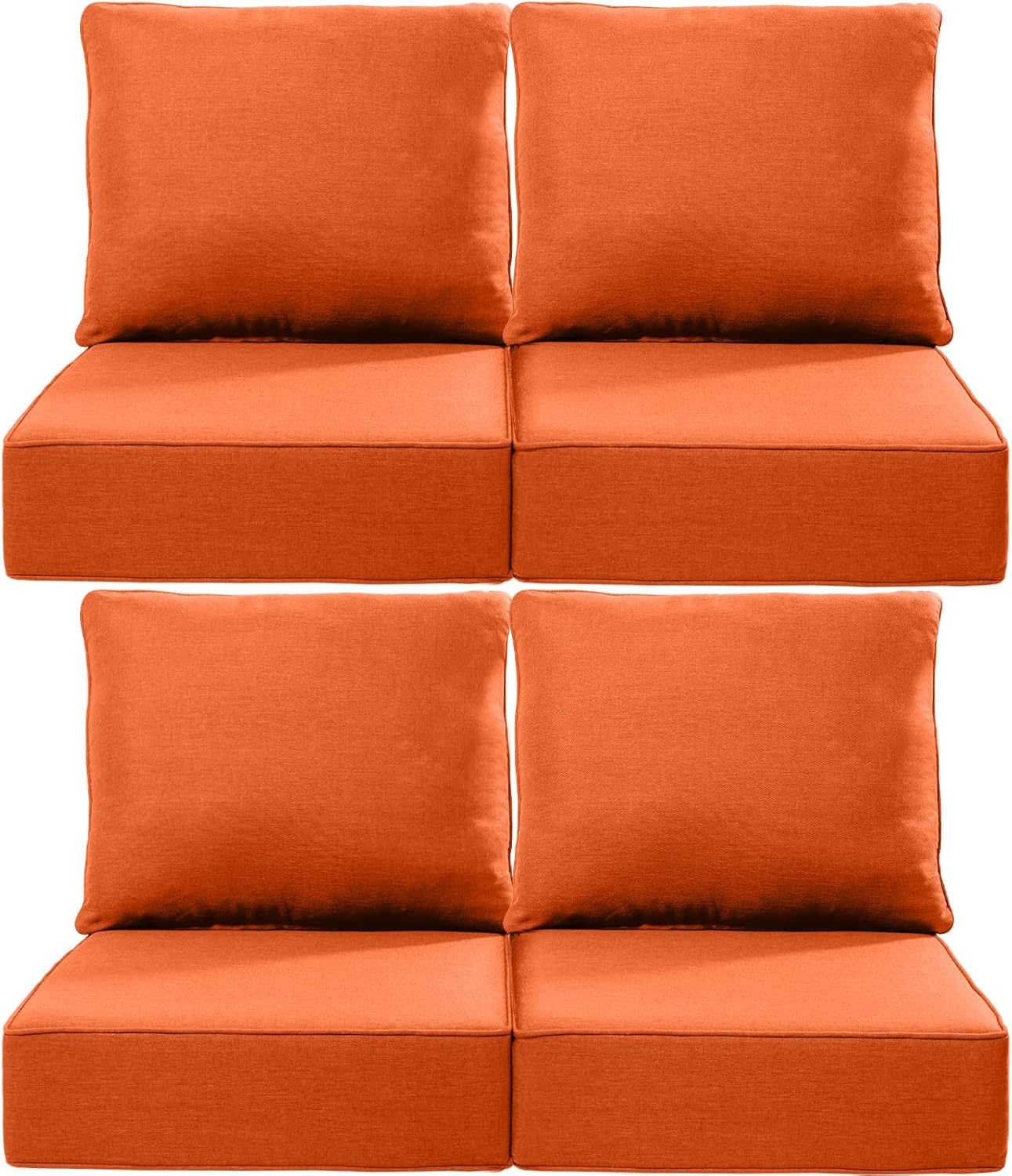 Luxury 24x24x6 Outdoor Chair Cushions Set of 4 - Heavy Duty Water-Resistant Comfortable Cushion for Patio Furniture Set Dining Gliding Rocking Chairs Loveseat L-Shape Sofa - Beige