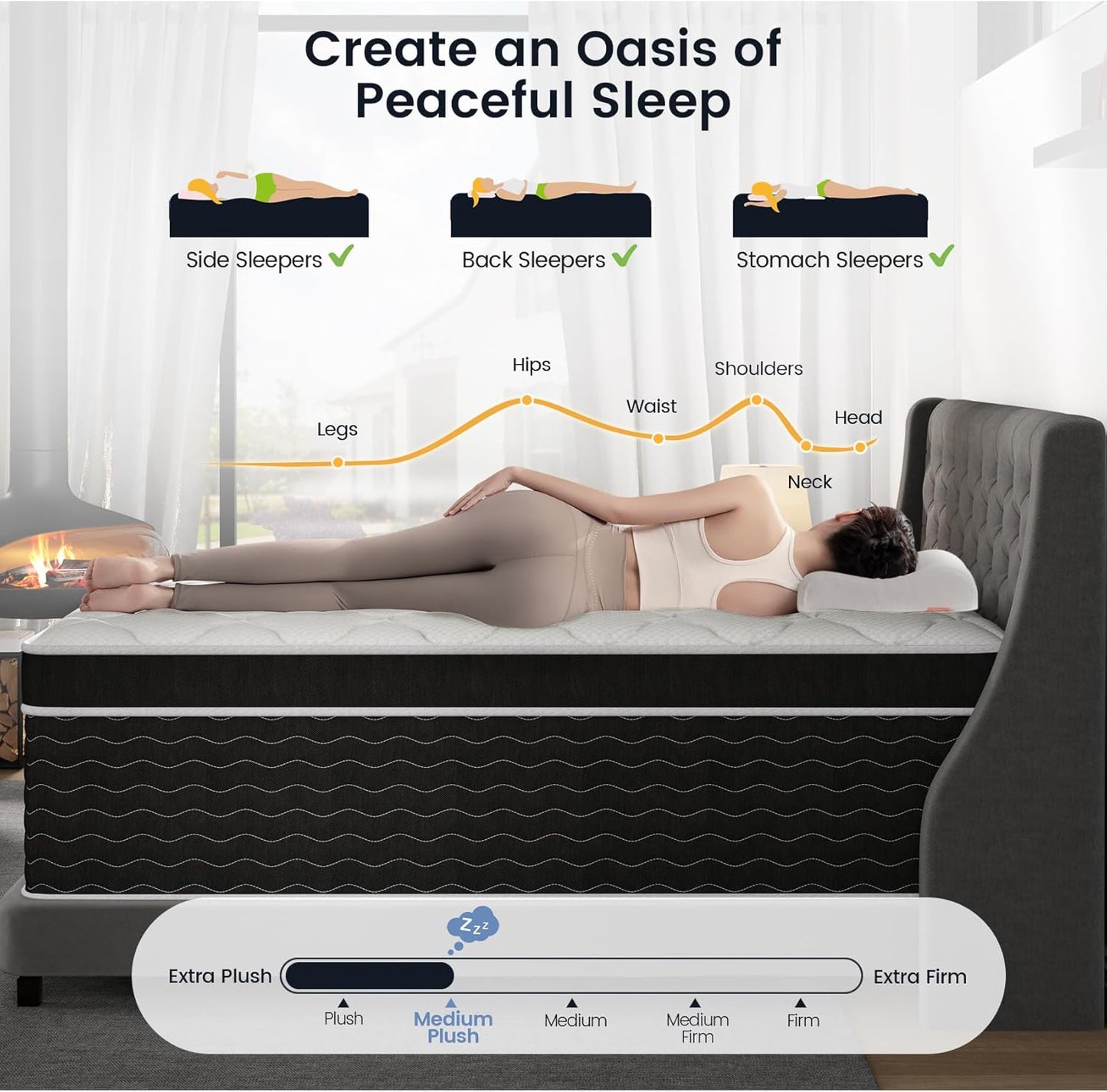 Full Size Mattress, 10 inch Full Bed Mattress in a Box, Medium Plush Hybrid Mattresses with Gel Memory Foam and Pocket Springs, Pressure Relief & Upgraded Support, Cooling and Breathable