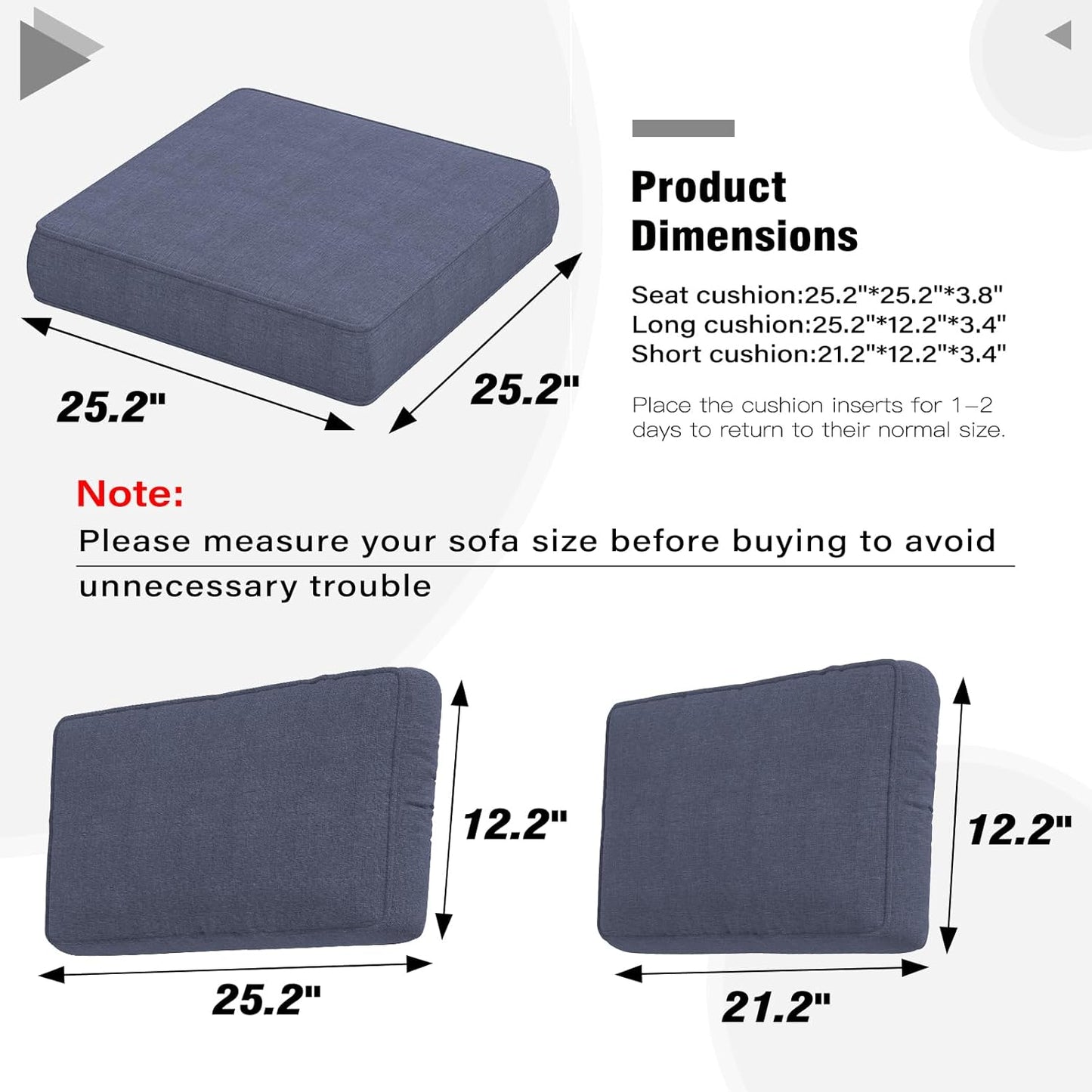 LayinSun Outdoor Furniture Replacement Cushions for 6 Seat Patio Rattan Wicker Sectional Conversation Sofa Set, 14-Piece Cushions Set