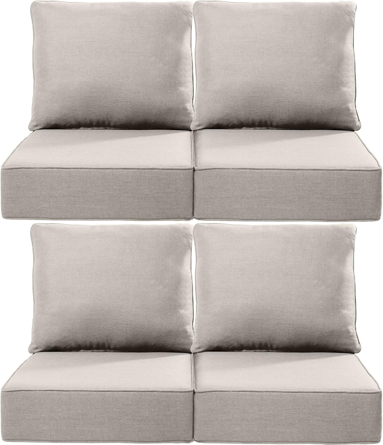 Luxury 24x24x6 Outdoor Chair Cushions Set of 4 - Heavy Duty Water-Resistant Comfortable Cushion for Patio Furniture Set Dining Gliding Rocking Chairs Loveseat L-Shape Sofa - Beige