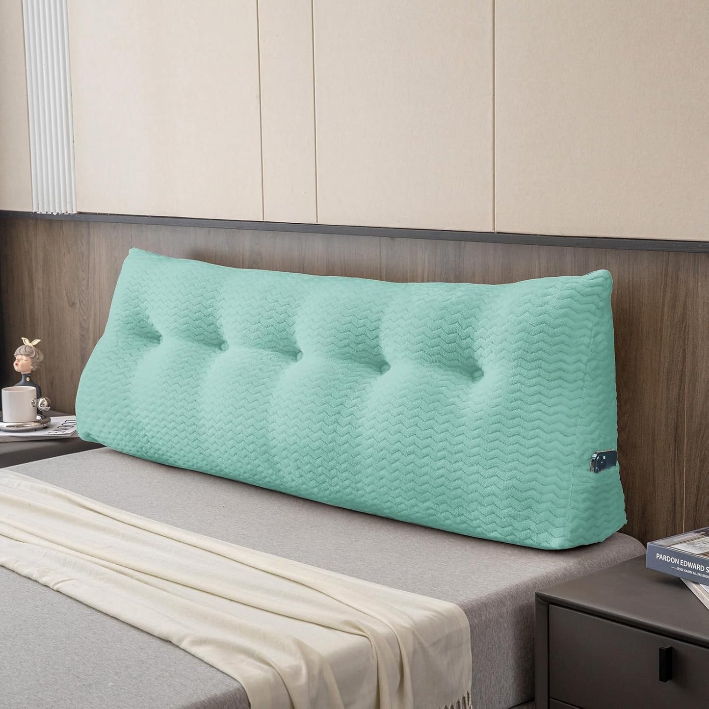 Large Bolster Triangular Headboard Wedge Backrest Positioning Support Bed Rest Reading Pillows Headboard Wedge Pillows for Day Bed with Removable Cover