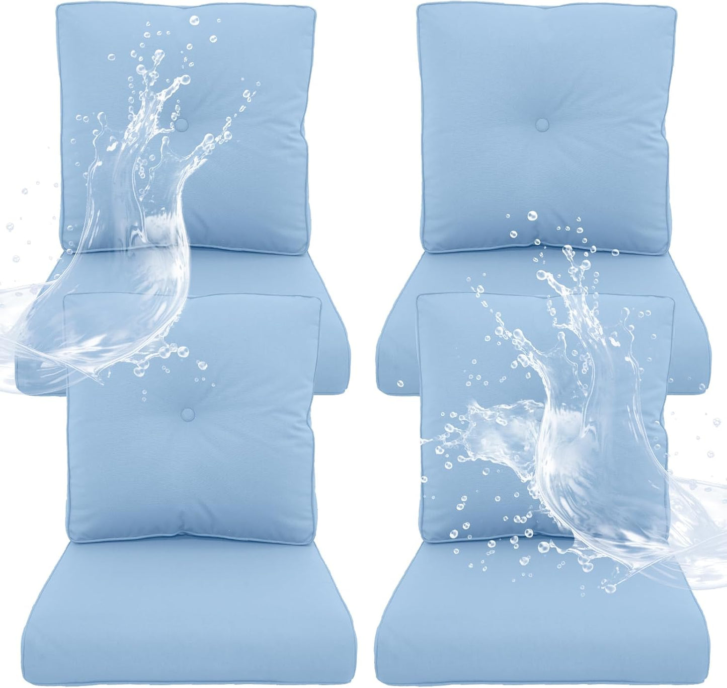 Outdoor Chair Cushions 5 Sets - 22 * 24" Patio Furniture Cushions with Removable Cover, 28D High Density Sponge Filling Outdoor Patio Cushions for Chairs, Rocker, Sofa and Loveseat - Grey