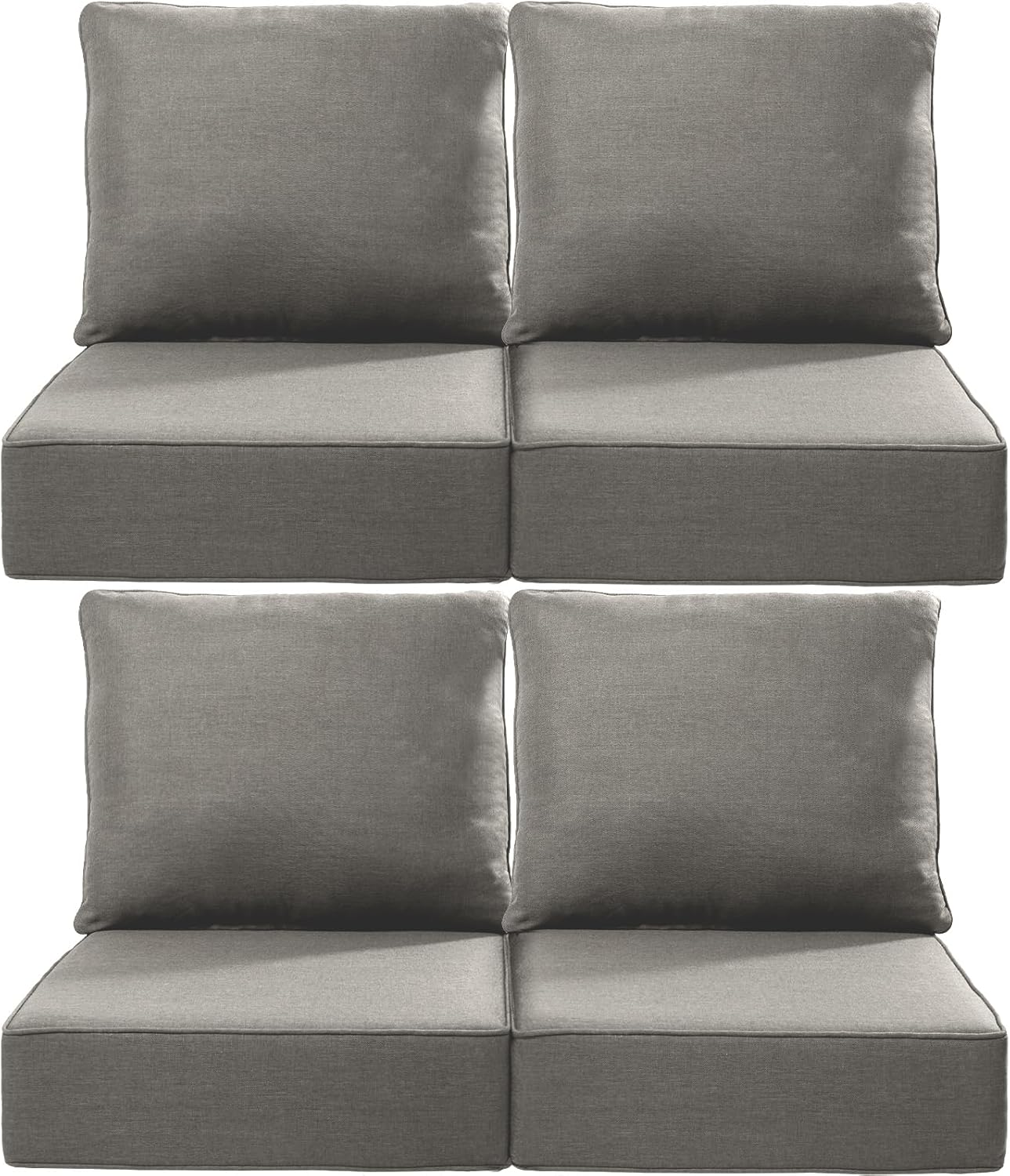Luxury 24x24x6 Outdoor Chair Cushions Set of 4 - Heavy Duty Water-Resistant Comfortable Cushion for Patio Furniture Set Dining Gliding Rocking Chairs Loveseat L-Shape Sofa - Beige