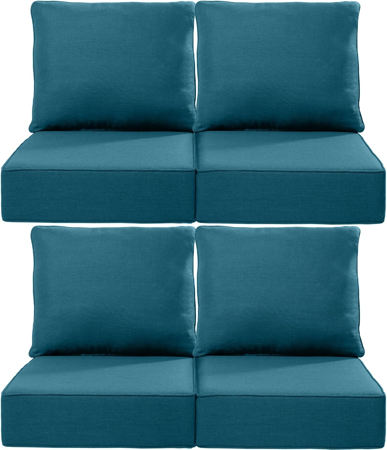 Luxury 24x24x6 Outdoor Chair Cushions Set of 4 - Heavy Duty Water-Resistant Comfortable Cushion for Patio Furniture Set Dining Gliding Rocking Chairs Loveseat L-Shape Sofa - Beige
