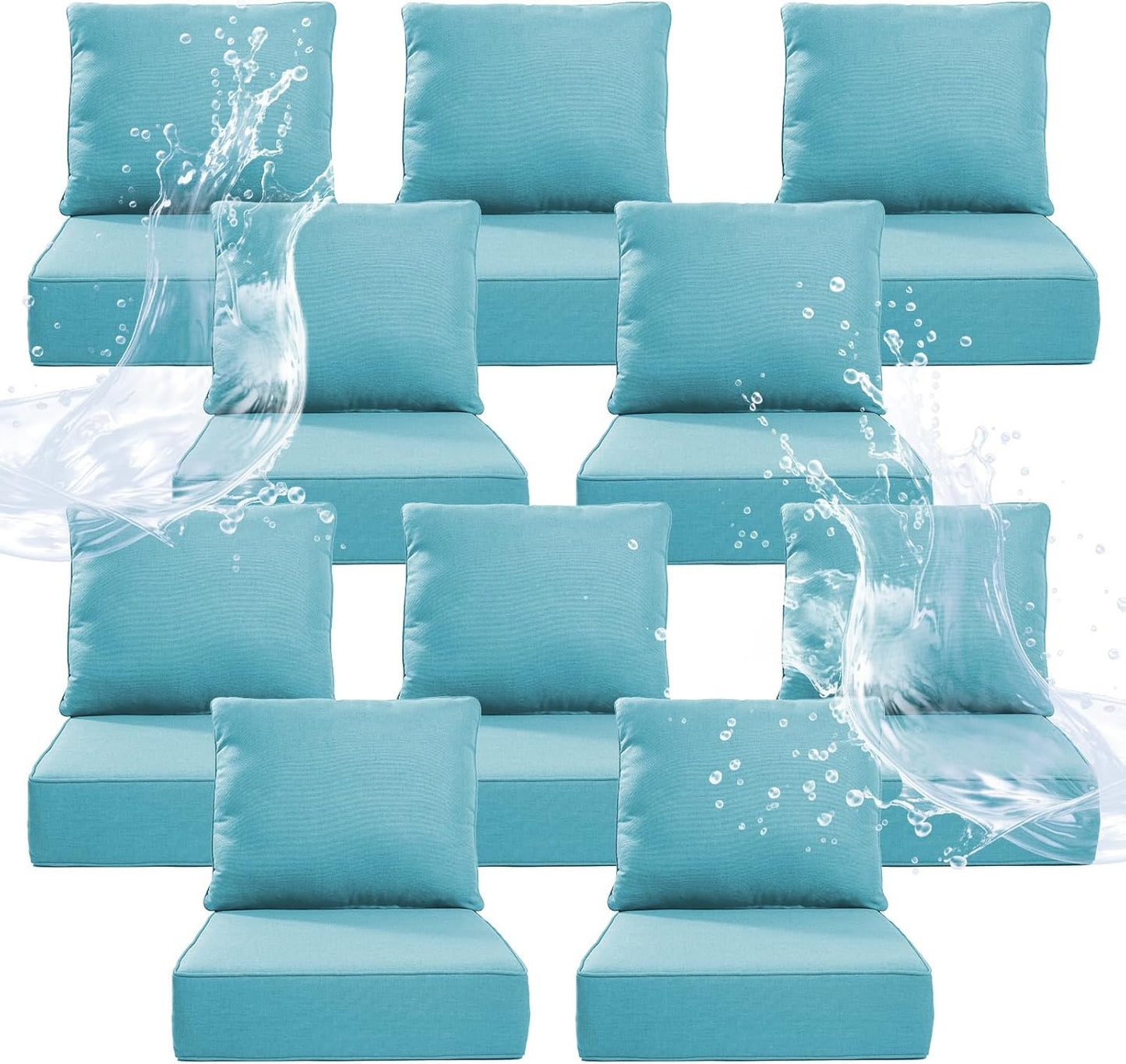 6" Thicker Outdoor Chair Cushion 3 Sets - 24" *24" *6" Waterproof Patio Furniture Cushions with Removable Cover, 28D High Density Sponge Filling Thicken Outdoor Patio Cushions - Beige