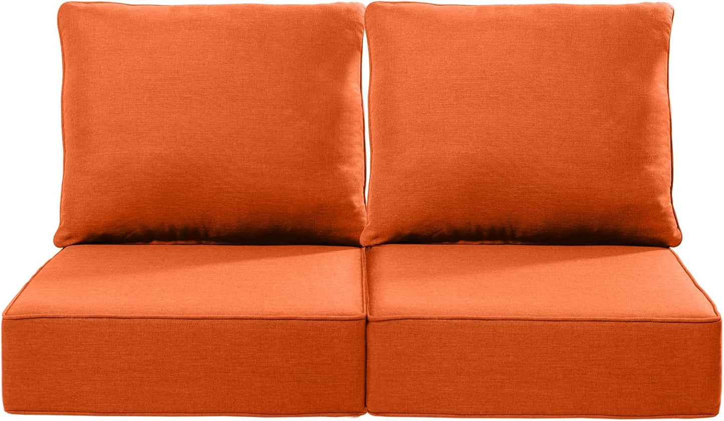 Luxury 24x24x6 Outdoor Chair Cushions Set of 4 - Heavy Duty Water-Resistant Comfortable Cushion for Patio Furniture Set Dining Gliding Rocking Chairs Loveseat L-Shape Sofa - Beige