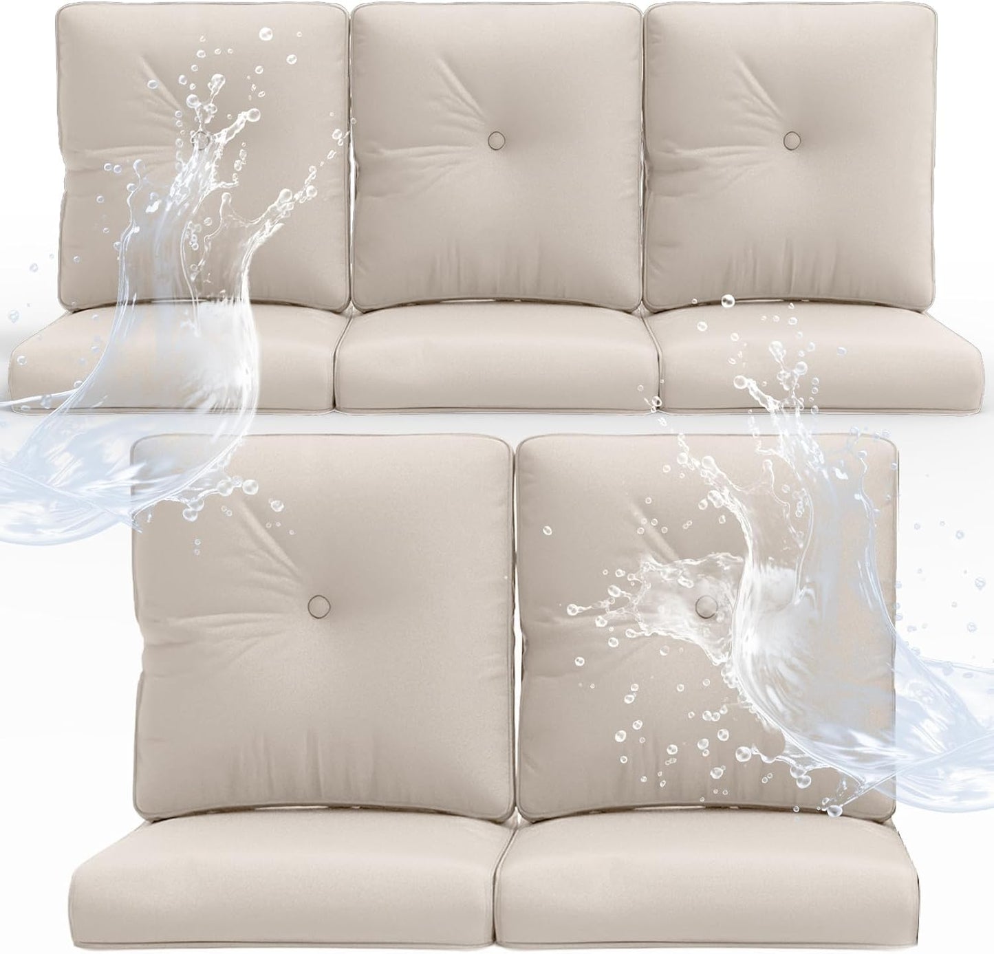 Outdoor Chair Cushions 5 Sets - 22 * 24" Patio Furniture Cushions with Removable Cover, 28D High Density Sponge Filling Outdoor Patio Cushions for Chairs, Rocker, Sofa and Loveseat - Grey