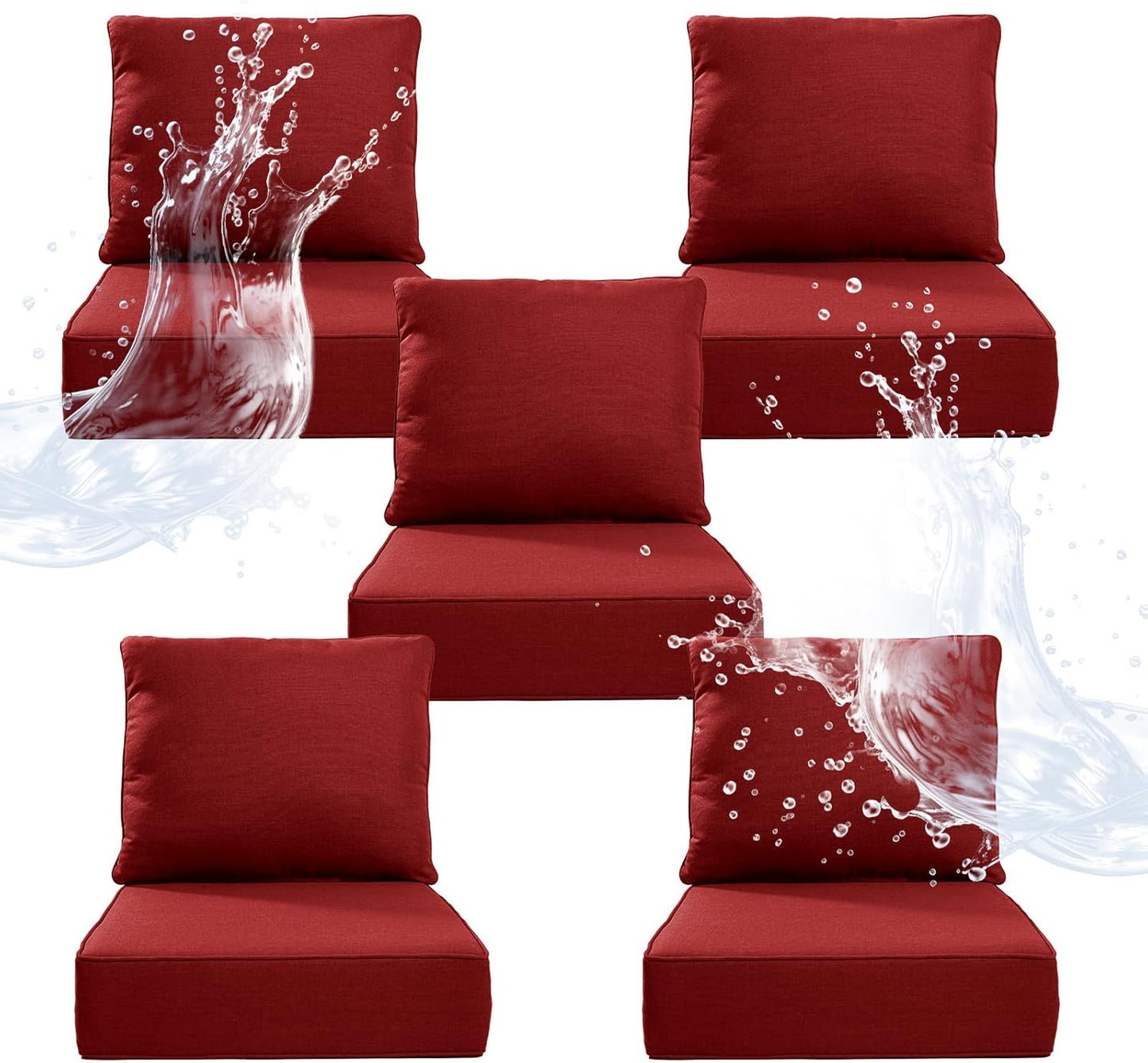 6" Thicker Outdoor Chair Cushion 3 Sets - 24" *24" *6" Waterproof Patio Furniture Cushions with Removable Cover, 28D High Density Sponge Filling Thicken Outdoor Patio Cushions - Beige