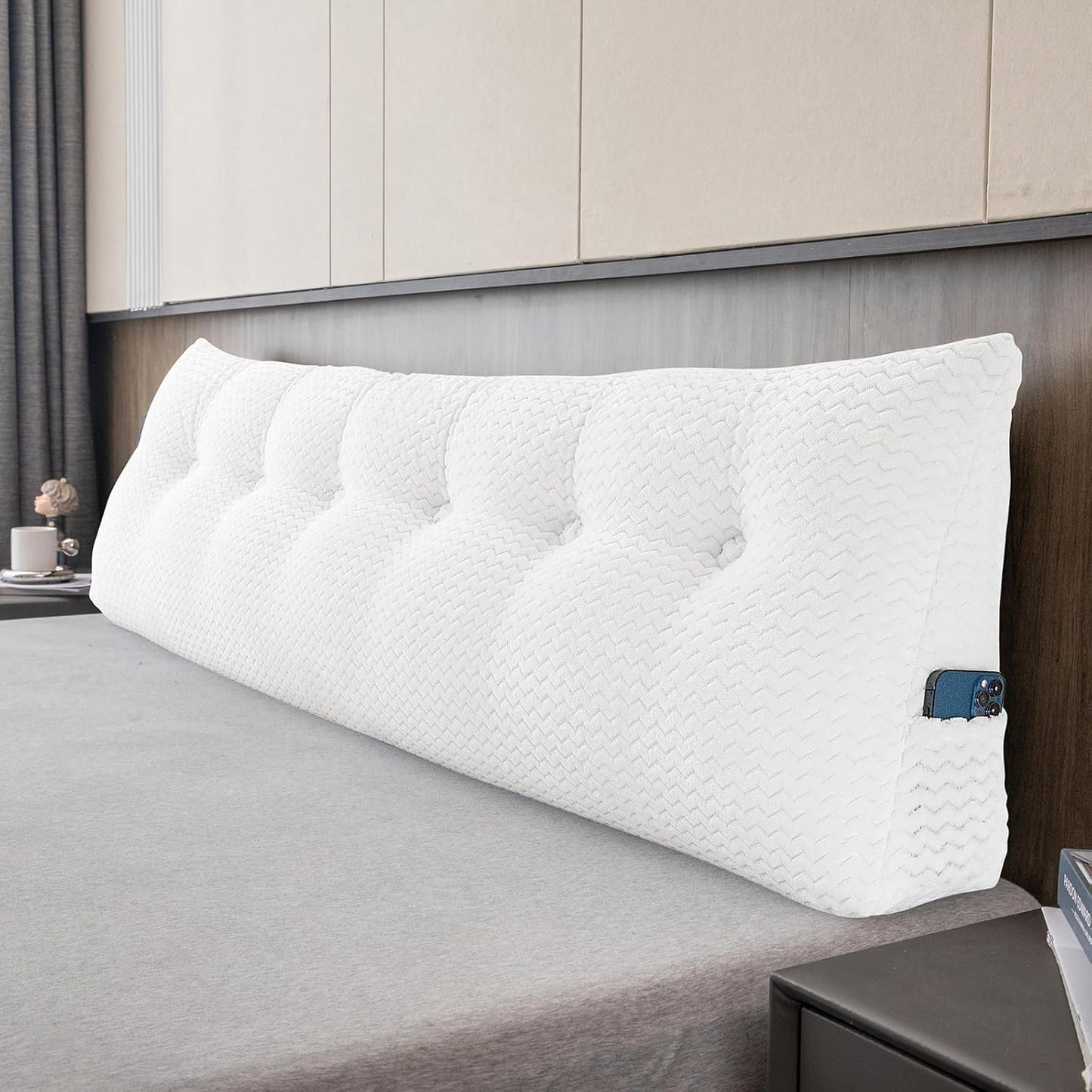 Large Bolster Triangular Headboard Wedge Backrest Positioning Support Bed Rest Reading Pillows Headboard Wedge Pillows for Day Bed with Removable Cover