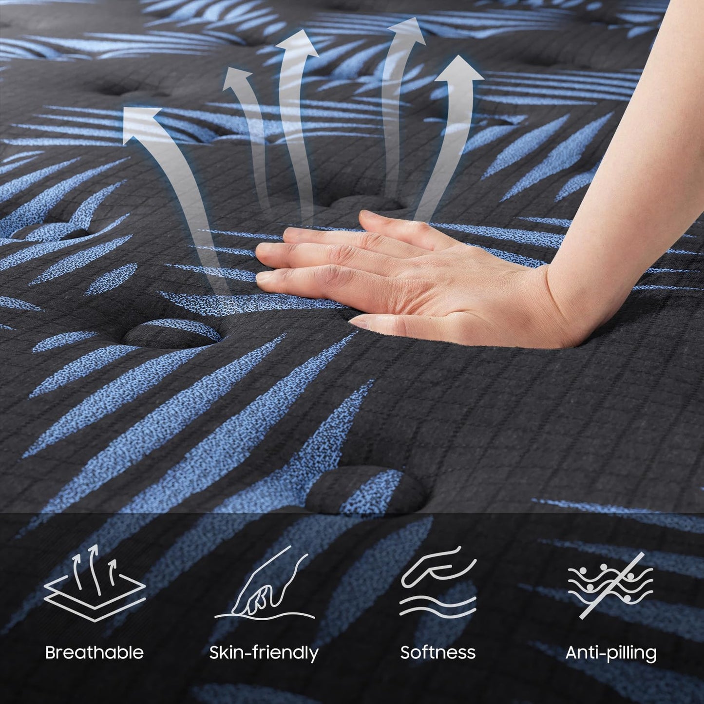 Queen Mattress, 10 Inch Premium Hybrid Mattress with Advanced Pocket Spring Technology,Optimal Spinal Support,Pain Relief and Motion Isolation,365 Night Trial - Forever Warranty,CertiPUR-US