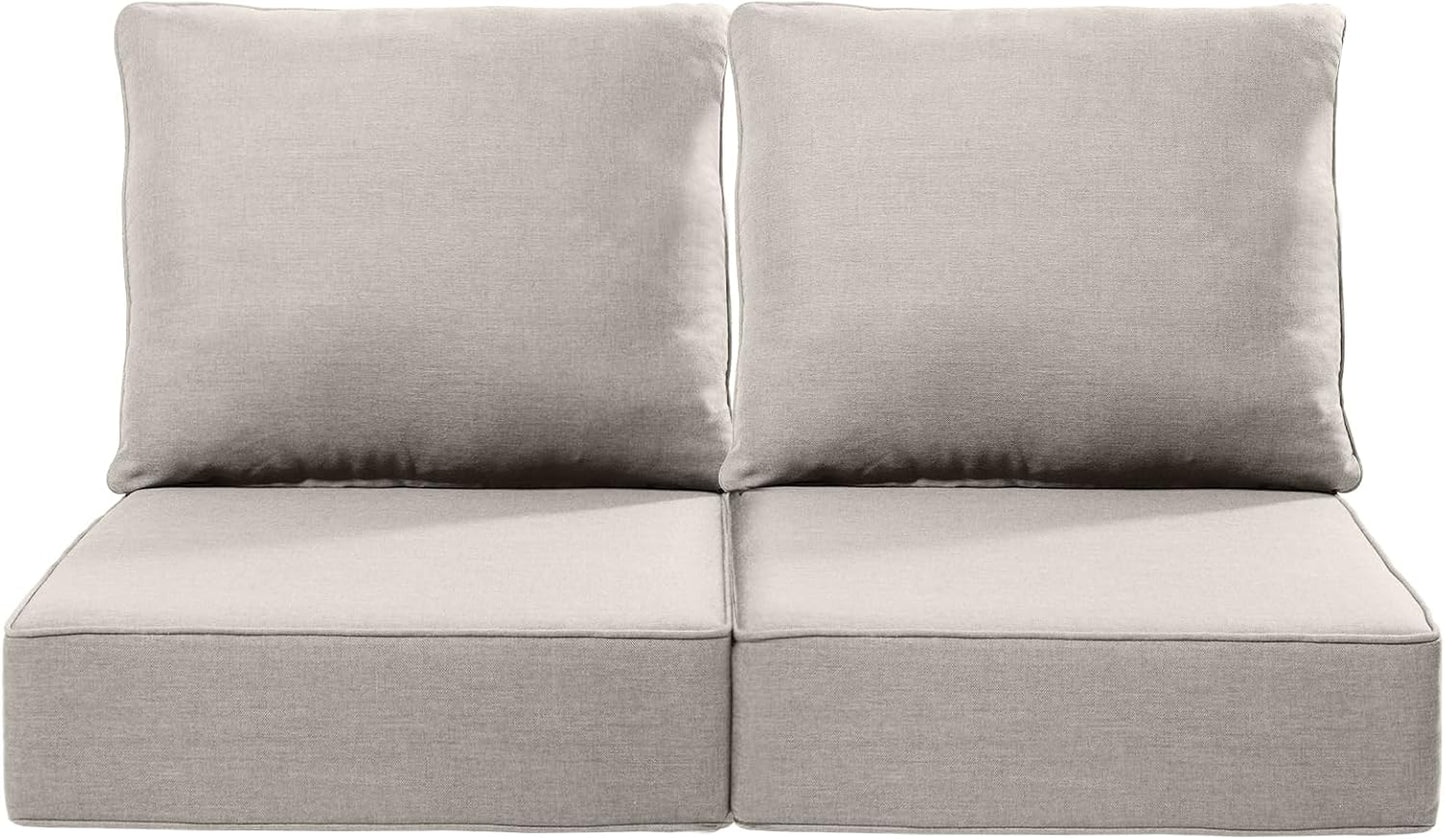 Luxury 24x24x6 Outdoor Chair Cushions Set of 4 - Heavy Duty Water-Resistant Comfortable Cushion for Patio Furniture Set Dining Gliding Rocking Chairs Loveseat L-Shape Sofa - Beige