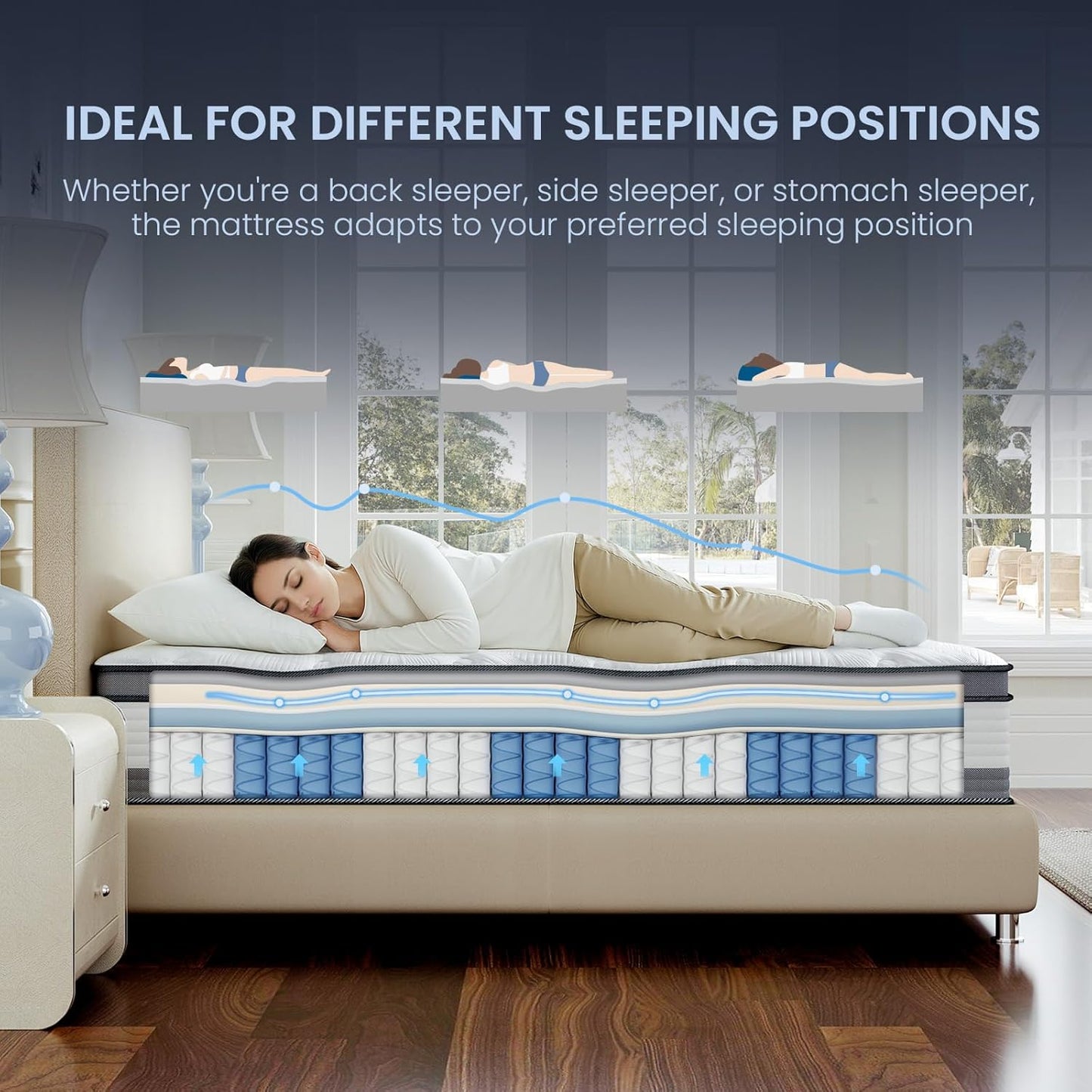 Full Size Double Mattress 12 inch - Deep Sleep Medium Firm Hybrid Mattresses with Memory Foam & Individually Pocket Springs, Fiberglass-Free Bed in a Box, Pressure Relief, Edge Support, CertiPUR-US