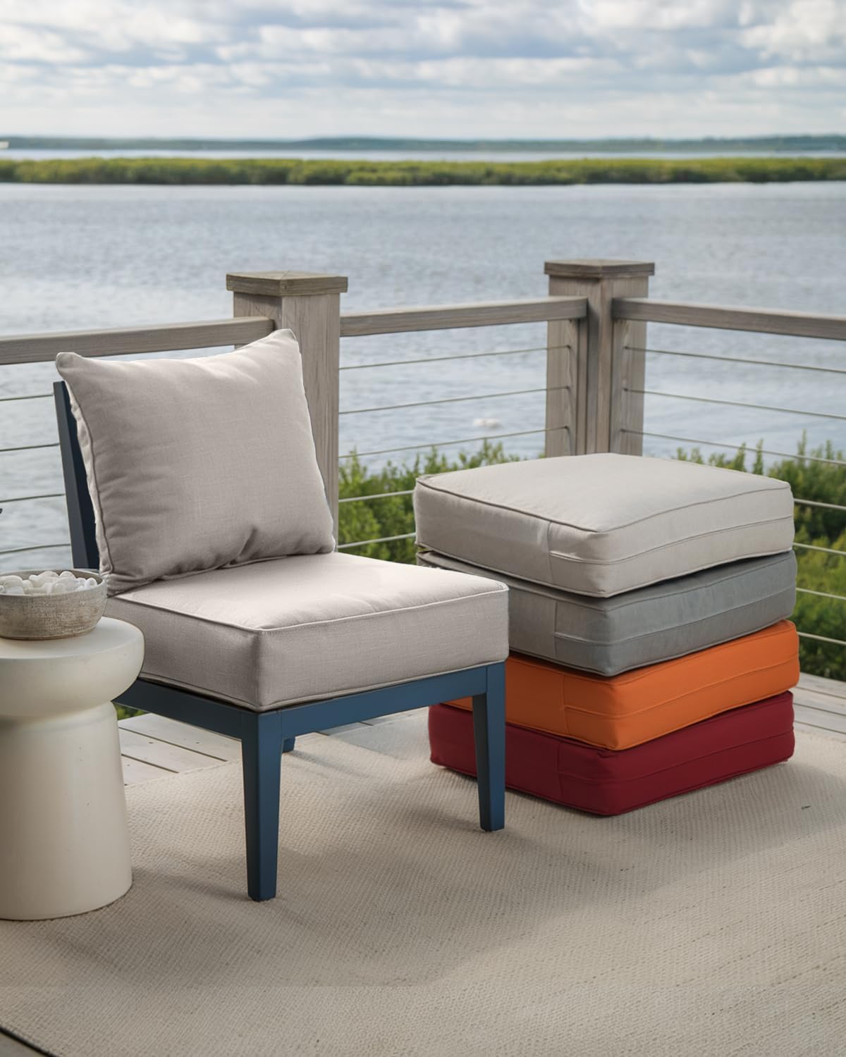 Luxury 24x24x6 Outdoor Chair Cushions Set of 4 - Heavy Duty Water-Resistant Comfortable Cushion for Patio Furniture Set Dining Gliding Rocking Chairs Loveseat L-Shape Sofa - Beige