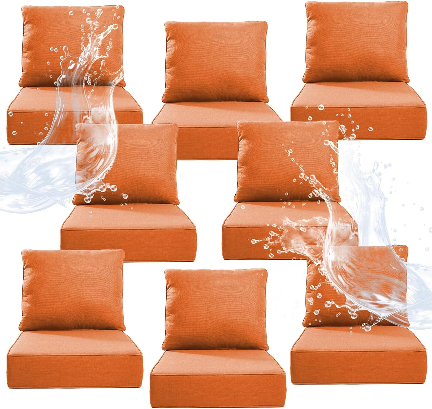 6" Thicker Outdoor Chair Cushion 3 Sets - 24" *24" *6" Waterproof Patio Furniture Cushions with Removable Cover, 28D High Density Sponge Filling Thicken Outdoor Patio Cushions - Beige