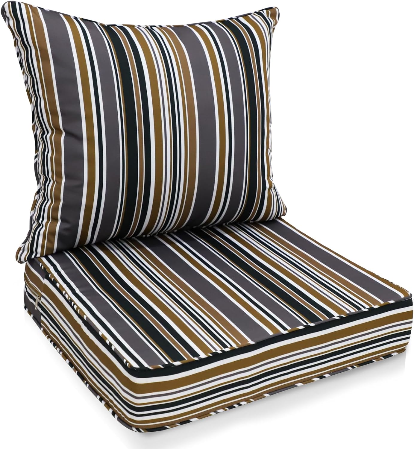 EAGLE PEAK Outdoor Deep Seat Patio Seat Cushion Set, 25 x 25 x 5 inch, 2-Piece Back Chair Cushion, Set of 4, Gray