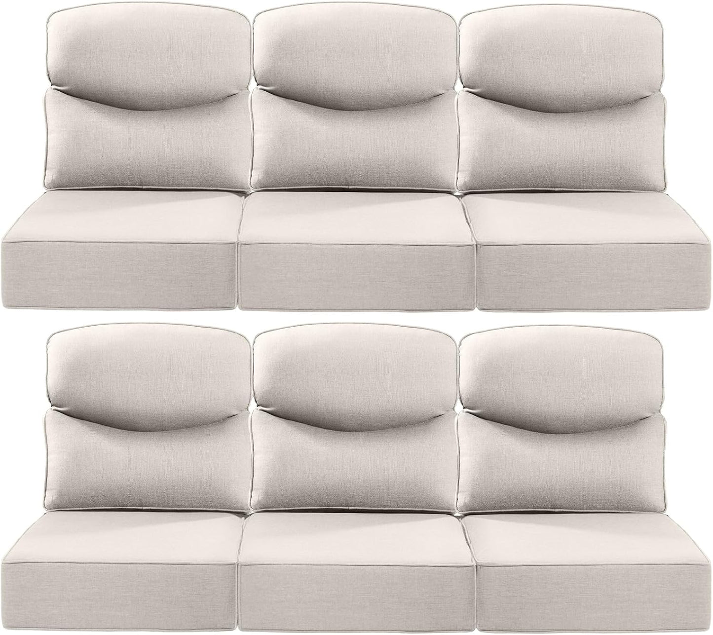Luxury 24x24x6 Outdoor Chair Cushions Set of 4 - Heavy Duty Water-Resistant Comfortable Cushion for Patio Furniture Set Dining Gliding Rocking Chairs Loveseat L-Shape Sofa - Beige