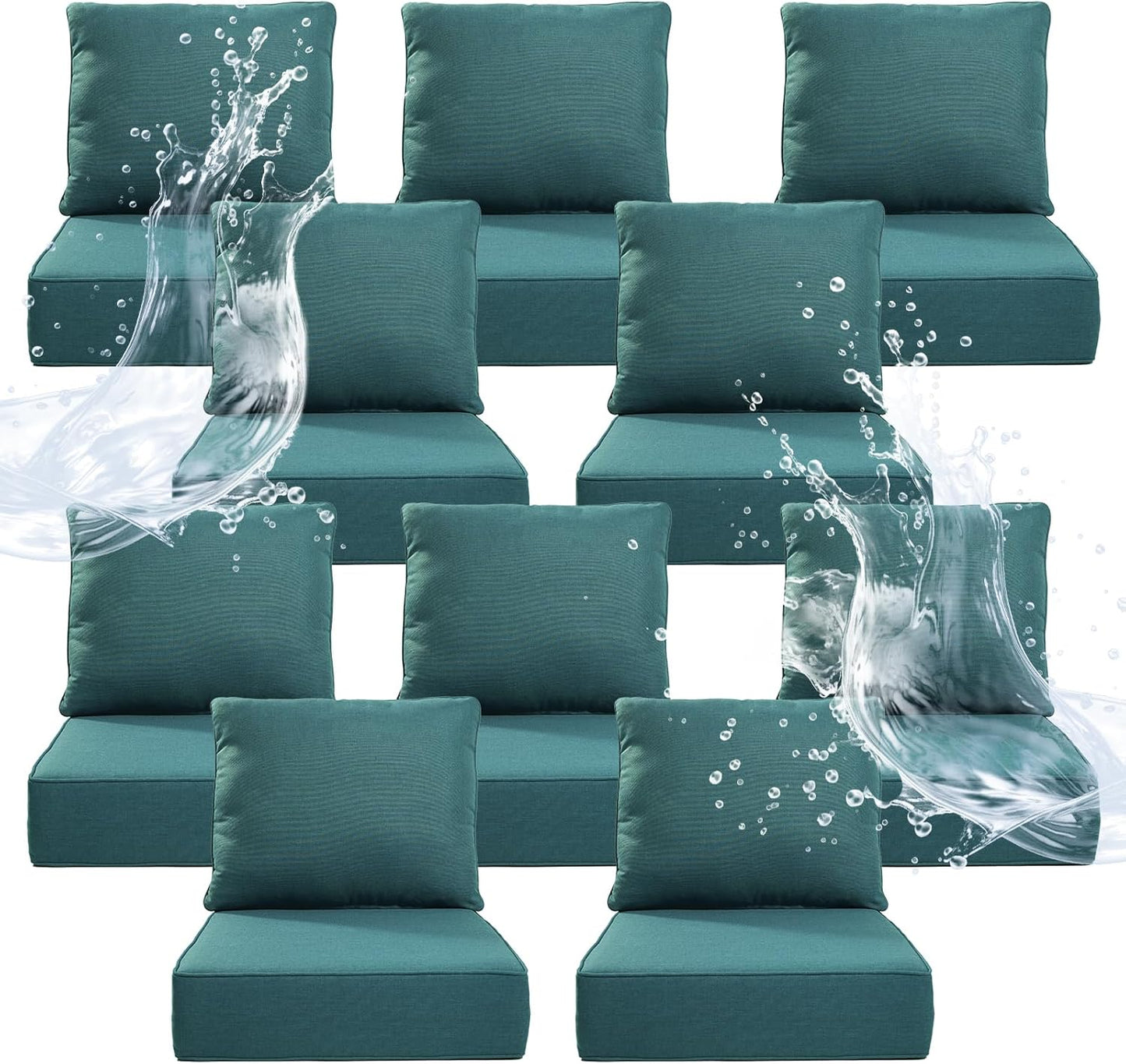 6" Thicker Outdoor Chair Cushion 3 Sets - 24" *24" *6" Waterproof Patio Furniture Cushions with Removable Cover, 28D High Density Sponge Filling Thicken Outdoor Patio Cushions - Beige