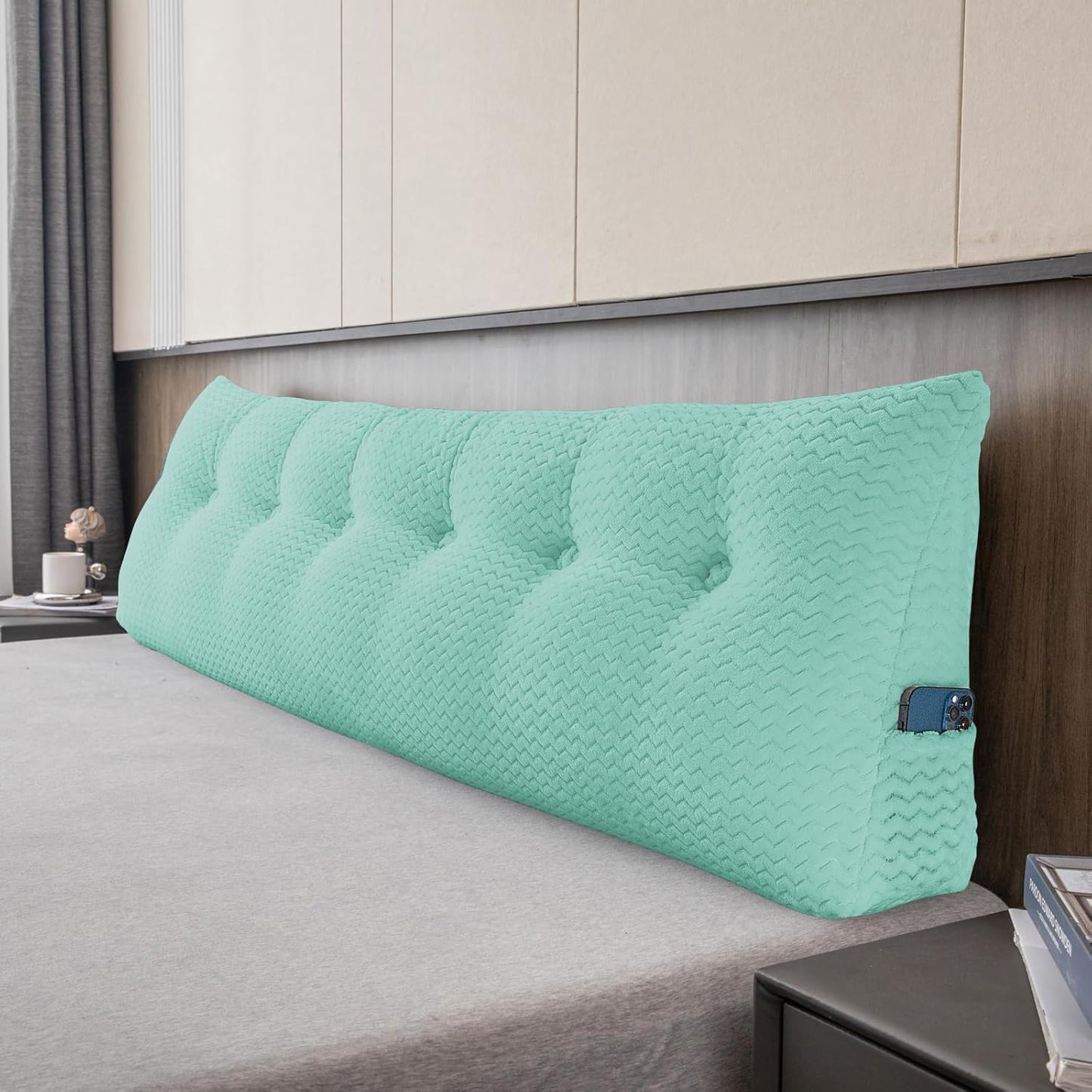 Large Bolster Triangular Headboard Wedge Backrest Positioning Support Bed Rest Reading Pillows Headboard Wedge Pillows for Day Bed with Removable Cover
