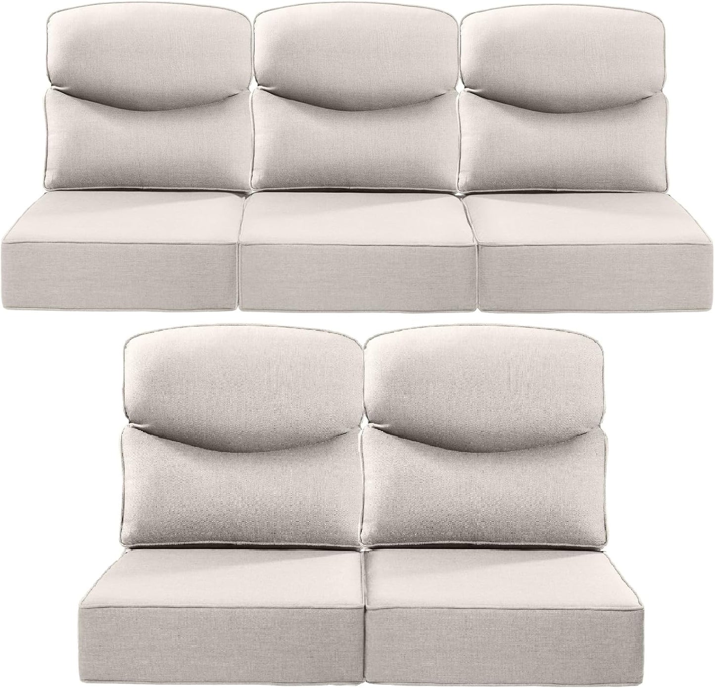 Luxury 24x24x6 Outdoor Chair Cushions Set of 4 - Heavy Duty Water-Resistant Comfortable Cushion for Patio Furniture Set Dining Gliding Rocking Chairs Loveseat L-Shape Sofa - Beige