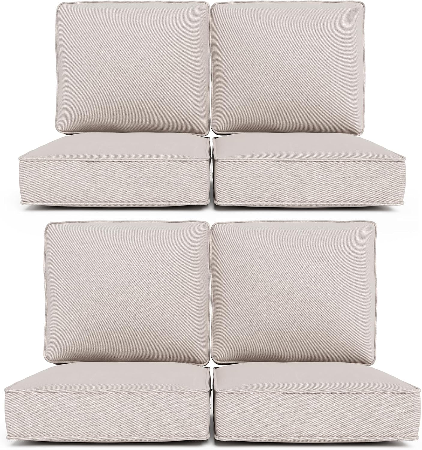 24" x 23" Outdoor Chair Cushions, High-Density Foam Deep Seat Patio Cushions Olefin Fabric & Removable Zipper Cover Outdoor Furniture Replacement Cushions Set of 5 for Chair Sofa Couch - Beige