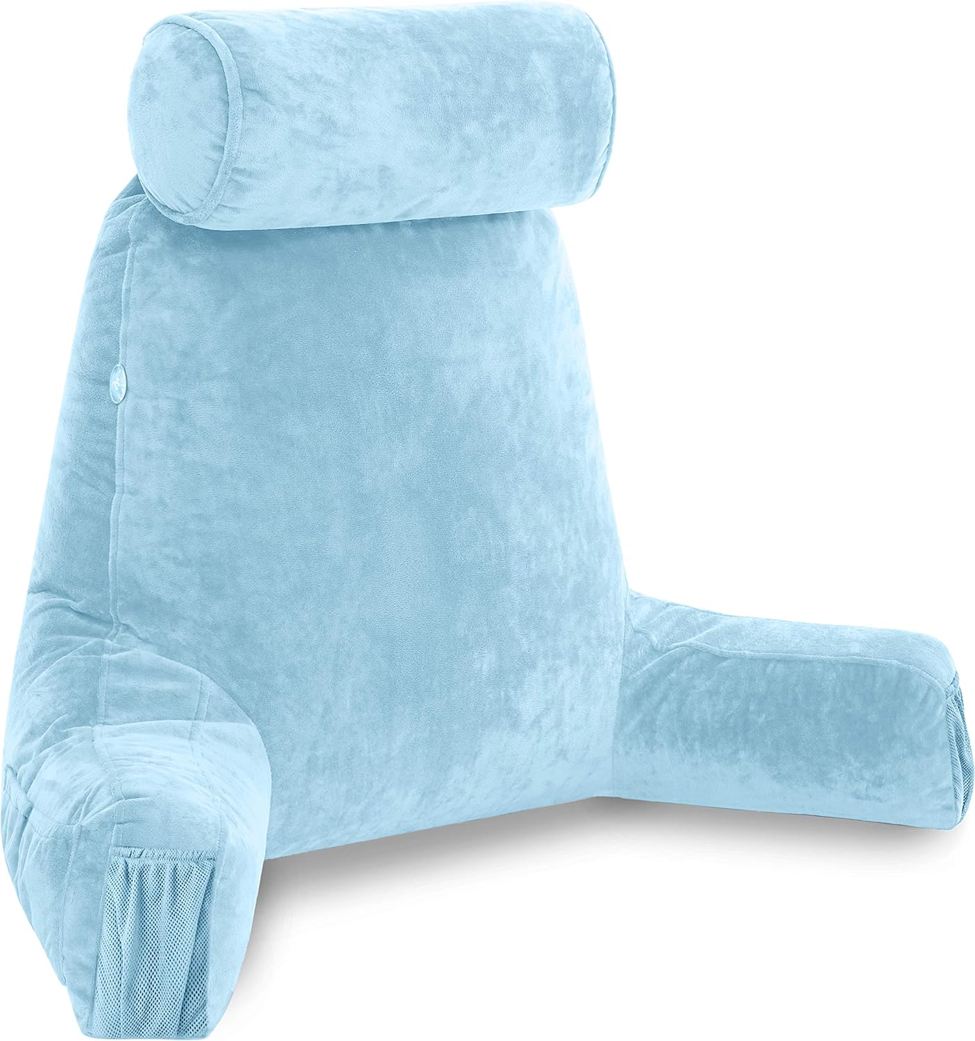 Husband Pillow Black, Original Reading Pillow in Bed Rest Chair, Shredded Memory Foam Large Lounge Cushion Adult Backrest with Arms, Comfy Back Support for Sit Sitting Up, Washable/Removable Cover