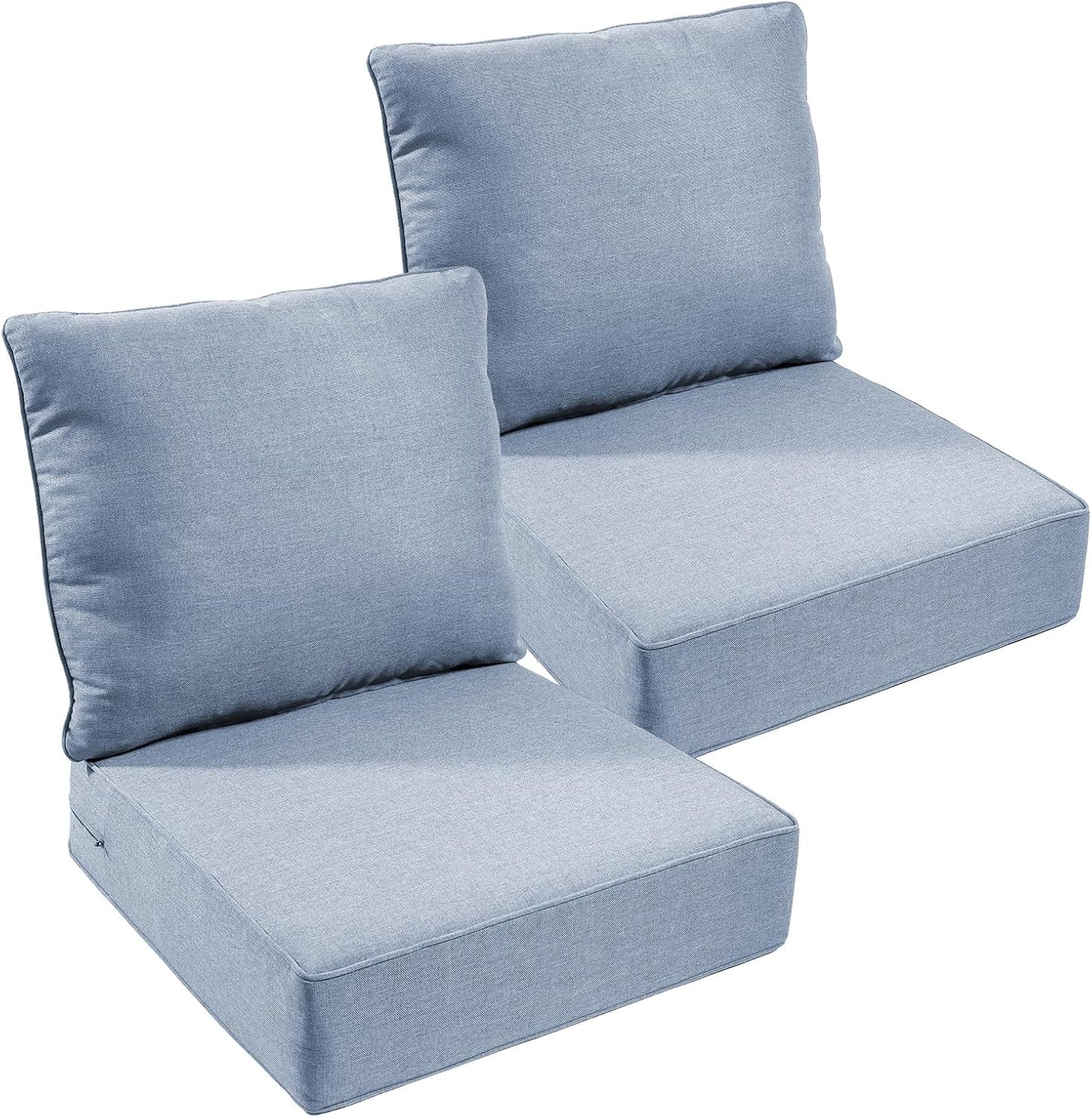 Outdoor Chair Cushions Set of 3, Waterproof 24x24 Patio Chair Cushion, 6" Thickened Seat Cushion for Outdoor Furniture, Couch Cushion Replacement, Include 3 Back & 3 Seat Cushions, Thick/Beige