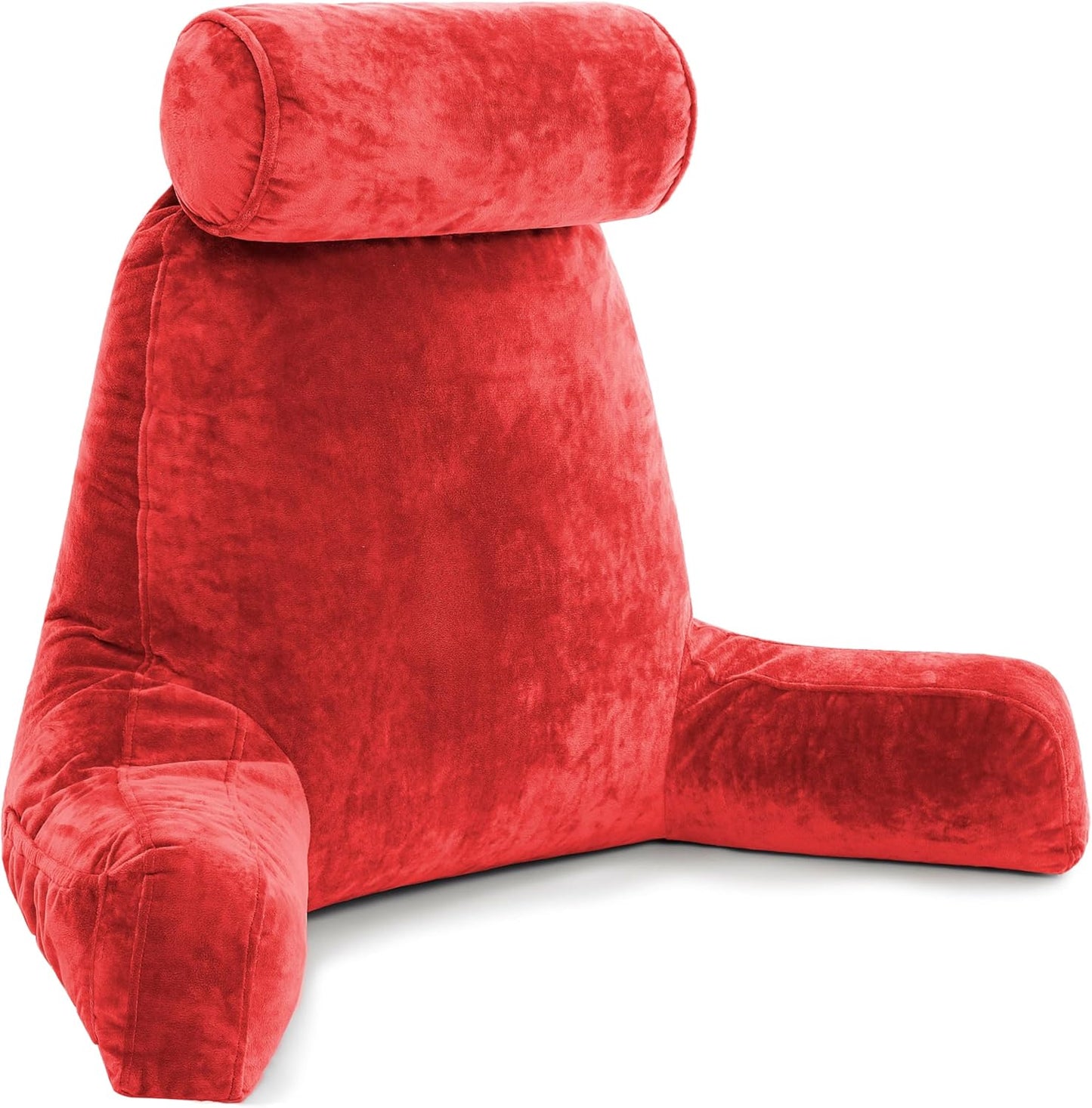 Husband Pillow Black, Original Reading Pillow in Bed Rest Chair, Shredded Memory Foam Large Lounge Cushion Adult Backrest with Arms, Comfy Back Support for Sit Sitting Up, Washable/Removable Cover