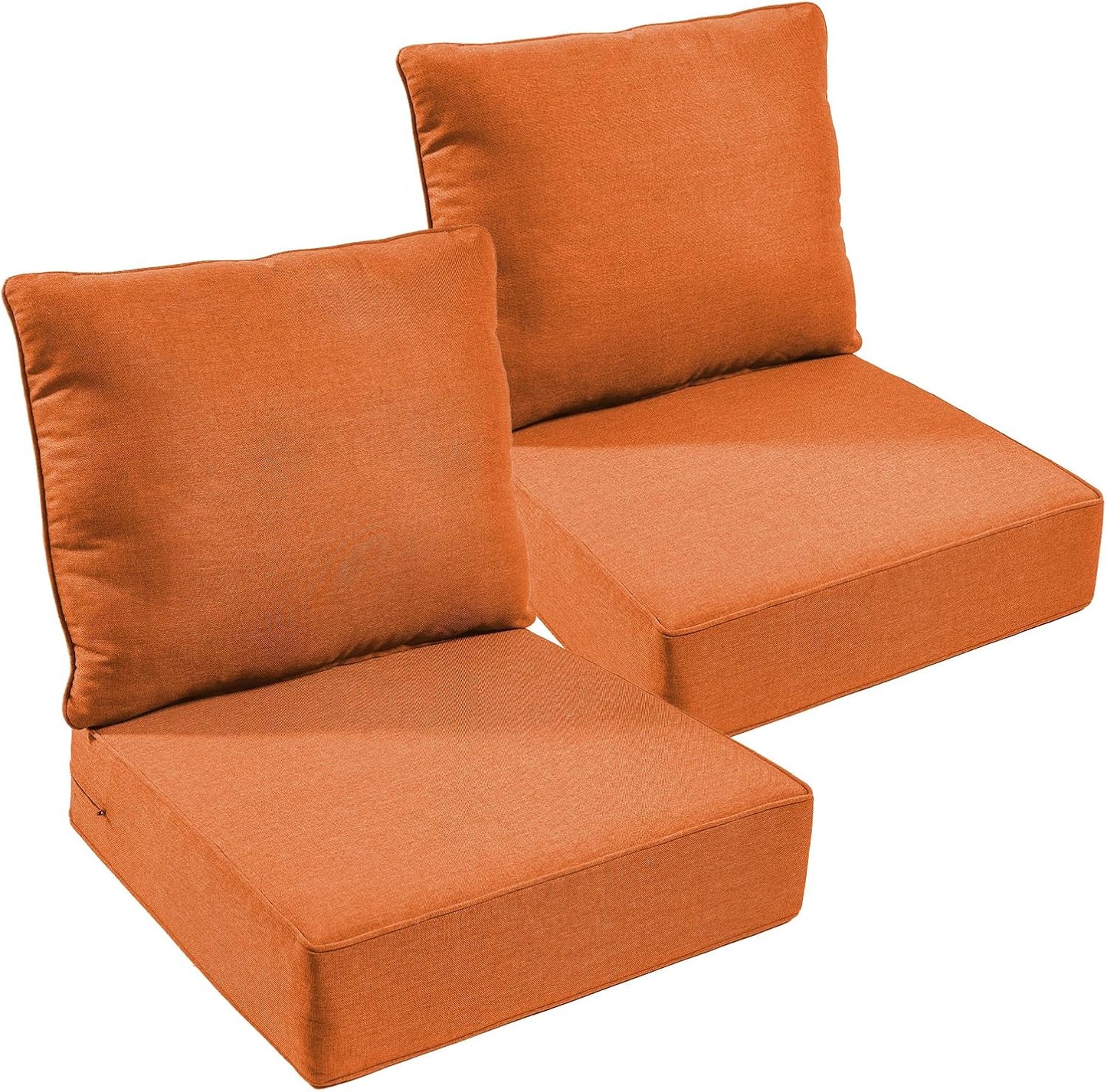 Outdoor Chair Cushions Set of 3, Waterproof 24x24 Patio Chair Cushion, 6" Thickened Seat Cushion for Outdoor Furniture, Couch Cushion Replacement, Include 3 Back & 3 Seat Cushions, Thick/Beige