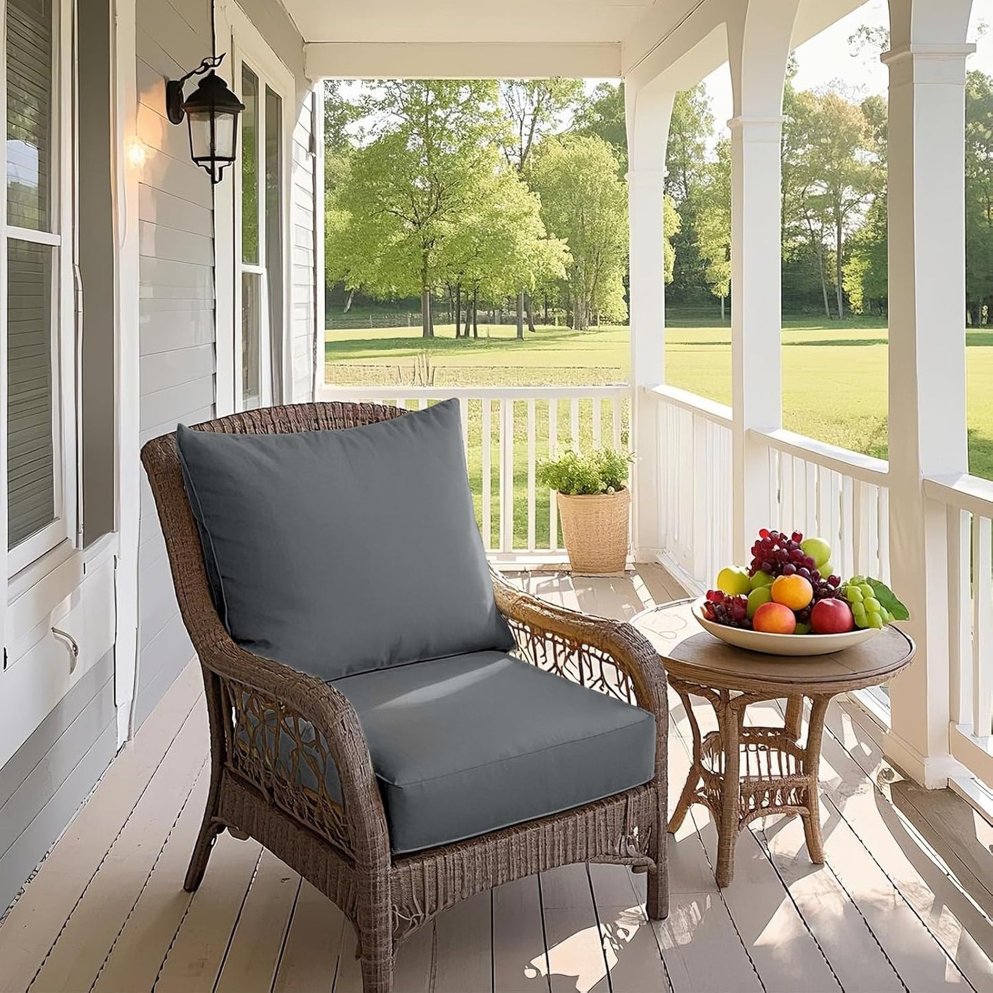 EAGLE PEAK Outdoor Deep Seat Patio Seat Cushion Set, 25 x 25 x 5 inch, 2-Piece Back Chair Cushion, Set of 4, Gray