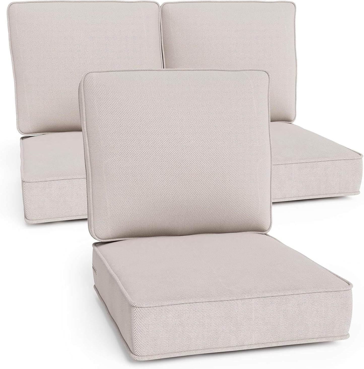 24" x 23" Outdoor Chair Cushions, High-Density Foam Deep Seat Patio Cushions Olefin Fabric & Removable Zipper Cover Outdoor Furniture Replacement Cushions Set of 5 for Chair Sofa Couch - Beige