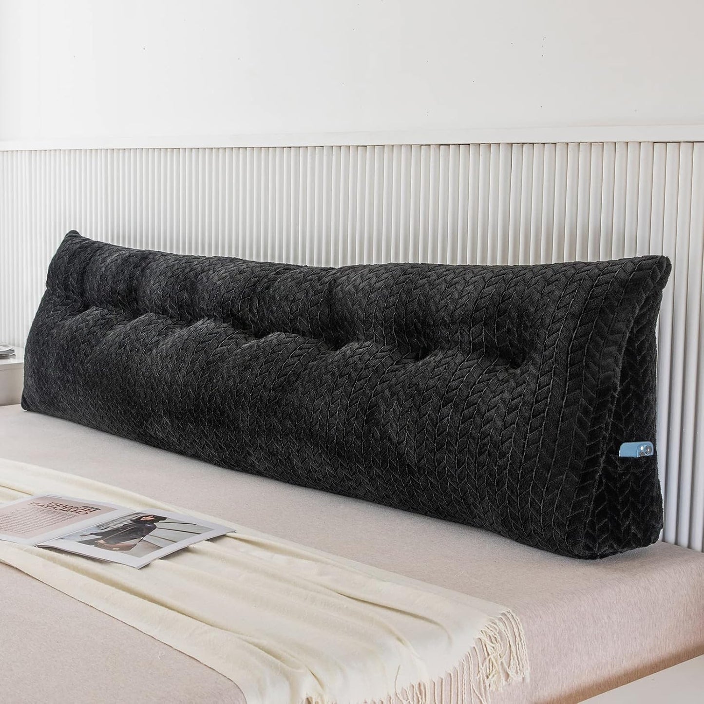 Large Bolster Triangular Headboard Wedge Backrest Positioning Support Bed Rest Reading Pillows Headboard Wedge Pillows for Day Bed with Removable Cover