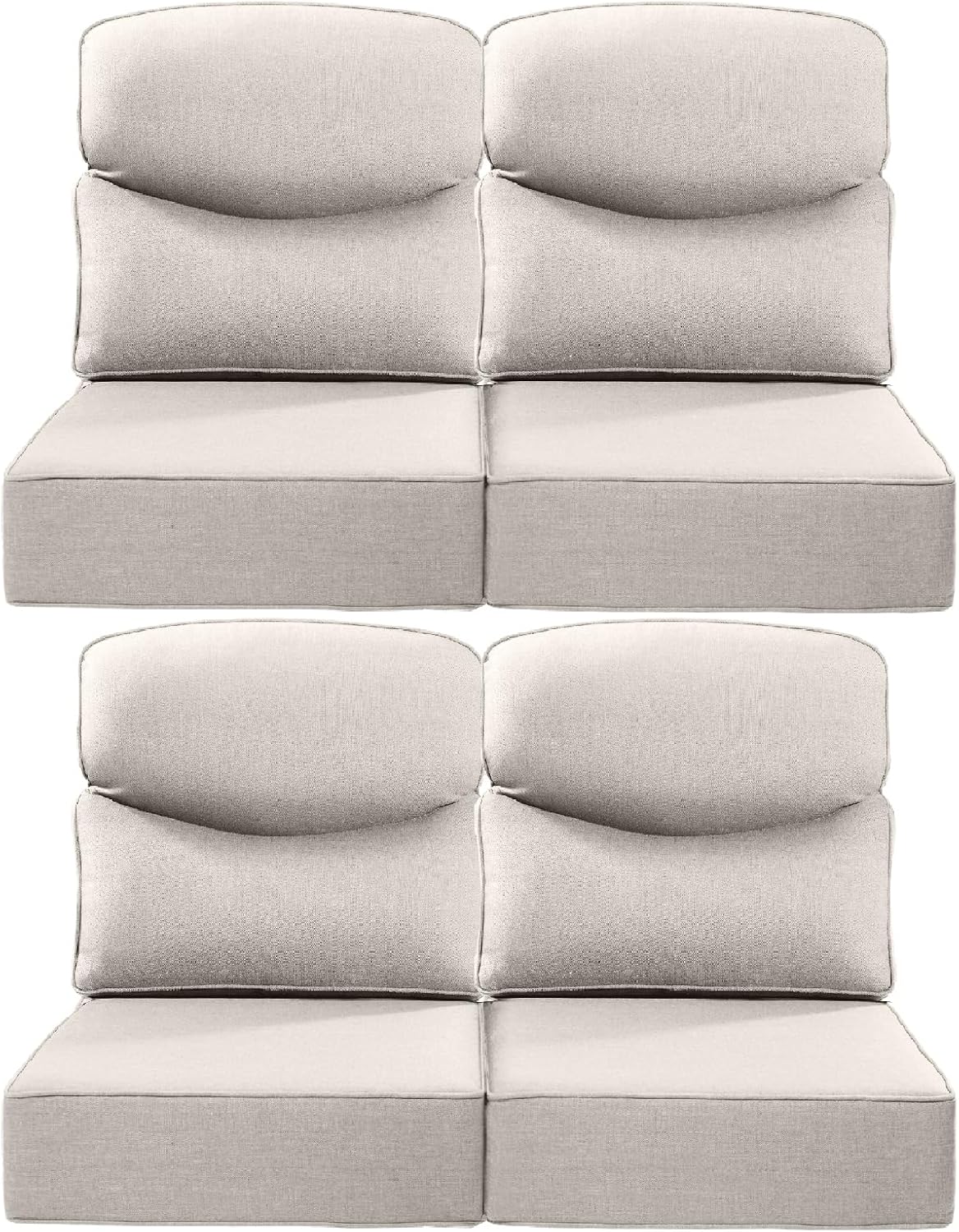Luxury 24x24x6 Outdoor Chair Cushions Set of 4 - Heavy Duty Water-Resistant Comfortable Cushion for Patio Furniture Set Dining Gliding Rocking Chairs Loveseat L-Shape Sofa - Beige