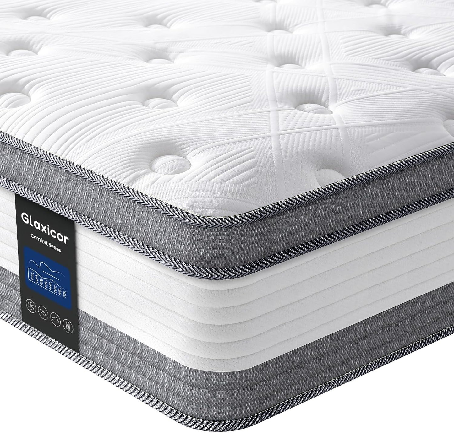 Full Size Double Mattress 12 inch - Deep Sleep Medium Firm Hybrid Mattresses with Memory Foam & Individually Pocket Springs, Fiberglass-Free Bed in a Box, Pressure Relief, Edge Support, CertiPUR-US