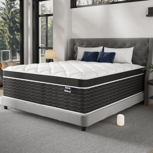Full Size Mattress, 10 inch Full Bed Mattress in a Box, Medium Plush Hybrid Mattresses with Gel Memory Foam and Pocket Springs, Pressure Relief & Upgraded Support, Cooling and Breathable