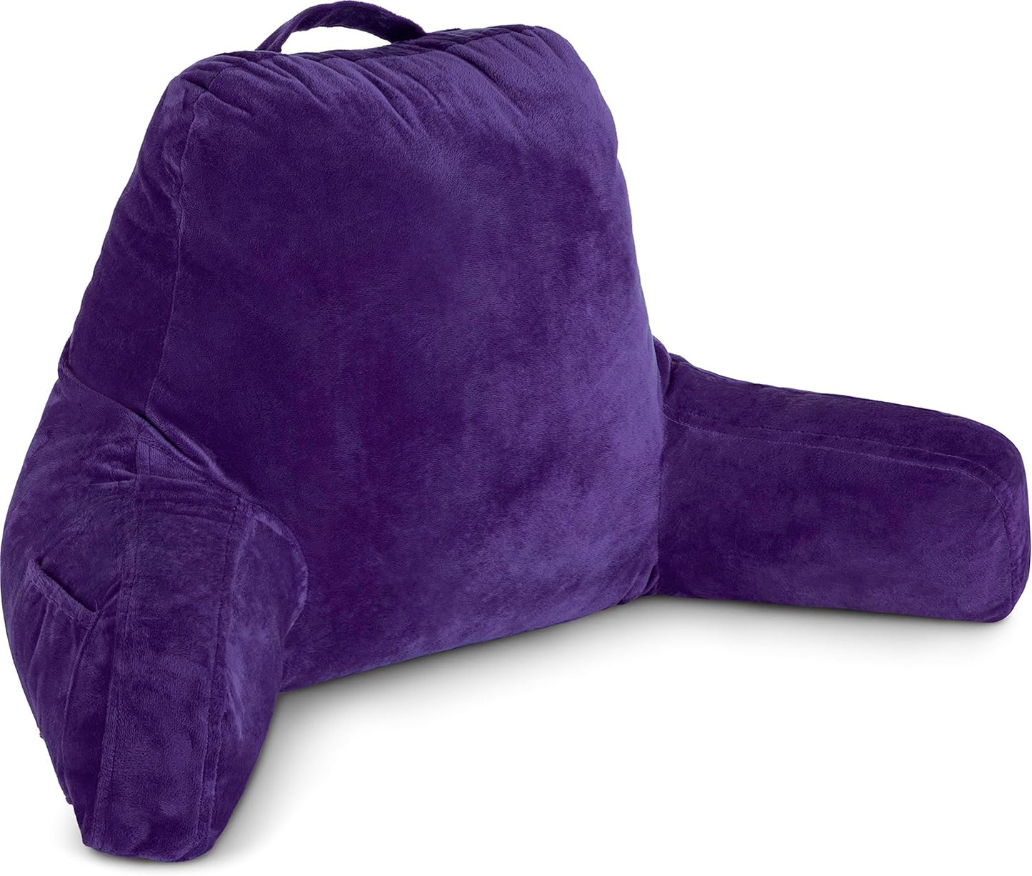 Husband Pillow Black, Original Reading Pillow in Bed Rest Chair, Shredded Memory Foam Large Lounge Cushion Adult Backrest with Arms, Comfy Back Support for Sit Sitting Up, Washable/Removable Cover