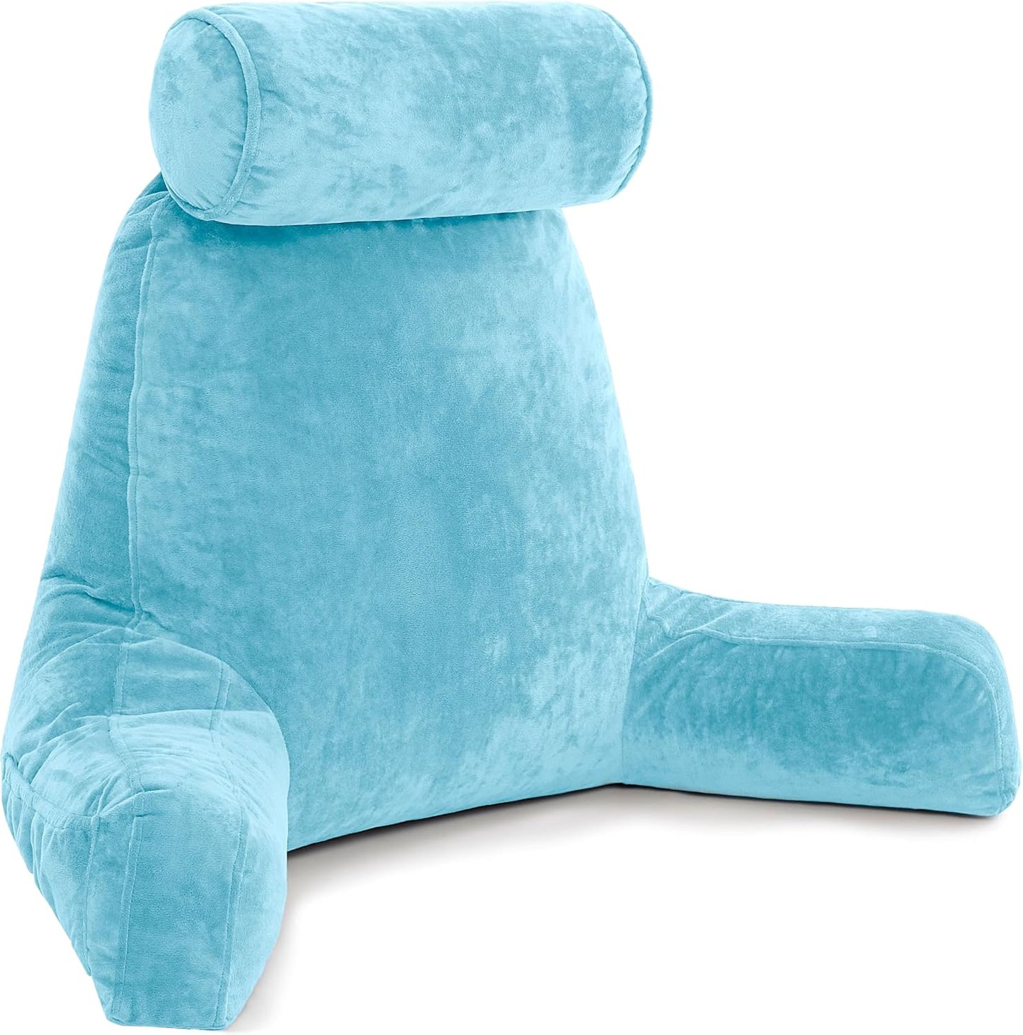 Husband Pillow Black, Original Reading Pillow in Bed Rest Chair, Shredded Memory Foam Large Lounge Cushion Adult Backrest with Arms, Comfy Back Support for Sit Sitting Up, Washable/Removable Cover