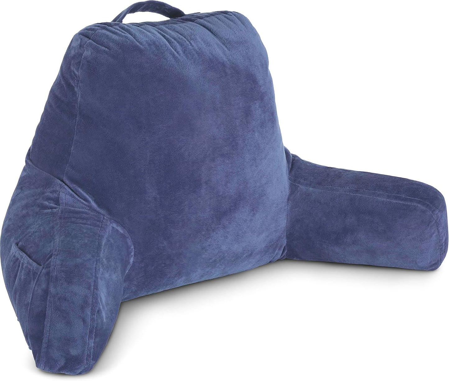 Husband Pillow Black, Original Reading Pillow in Bed Rest Chair, Shredded Memory Foam Large Lounge Cushion Adult Backrest with Arms, Comfy Back Support for Sit Sitting Up, Washable/Removable Cover