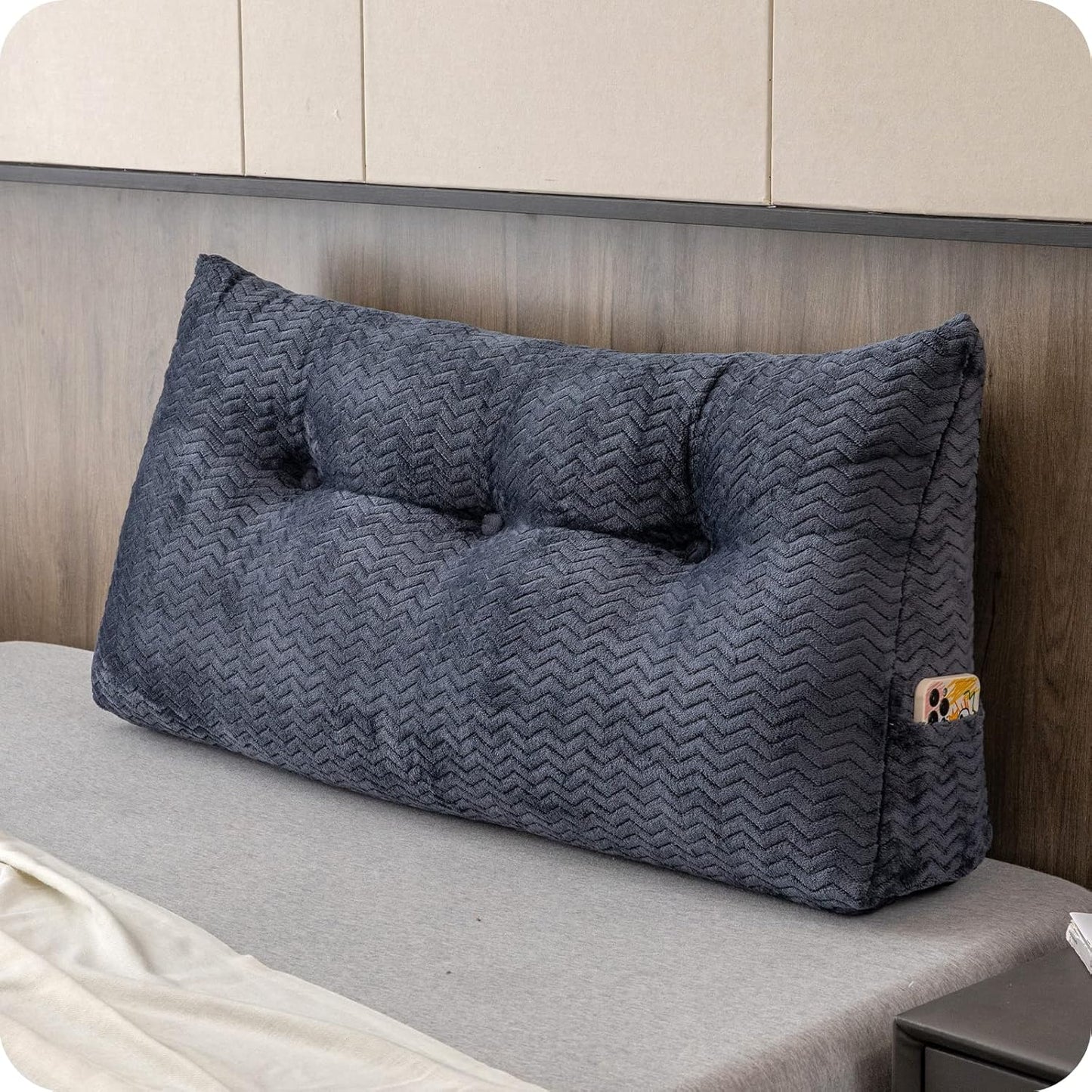 Large Bolster Triangular Headboard Wedge Backrest Positioning Support Bed Rest Reading Pillows Headboard Wedge Pillows for Day Bed with Removable Cover