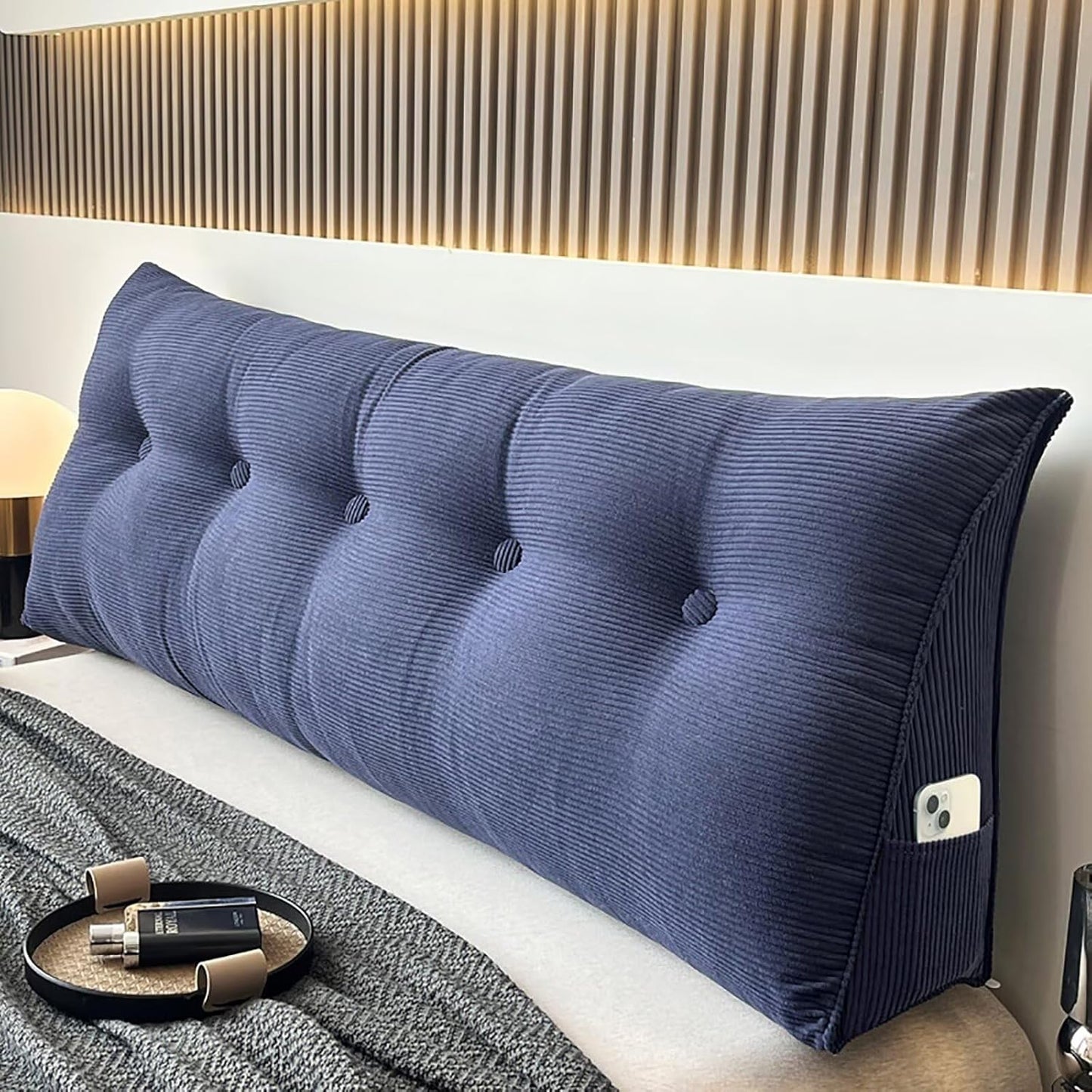 Large Bed Wedge Headboard Pillow Twin College Dorm Reading Pillow White Back Support Corduroy Triangular Lumbar Pillow Body Positioning Bed Pillow for Day Bed Bunk Bed